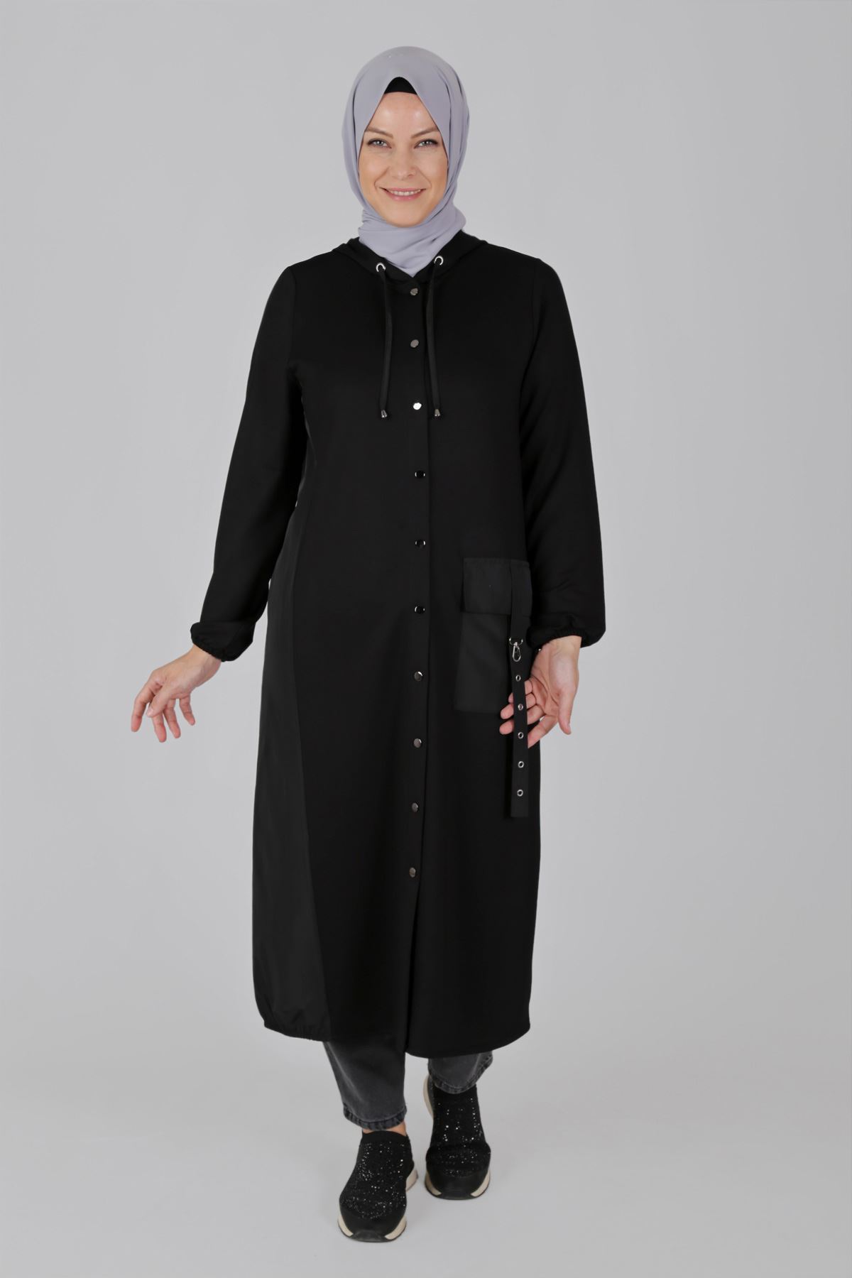 S-Büyük Beden Tesettür  Kap 25035 Siyah 