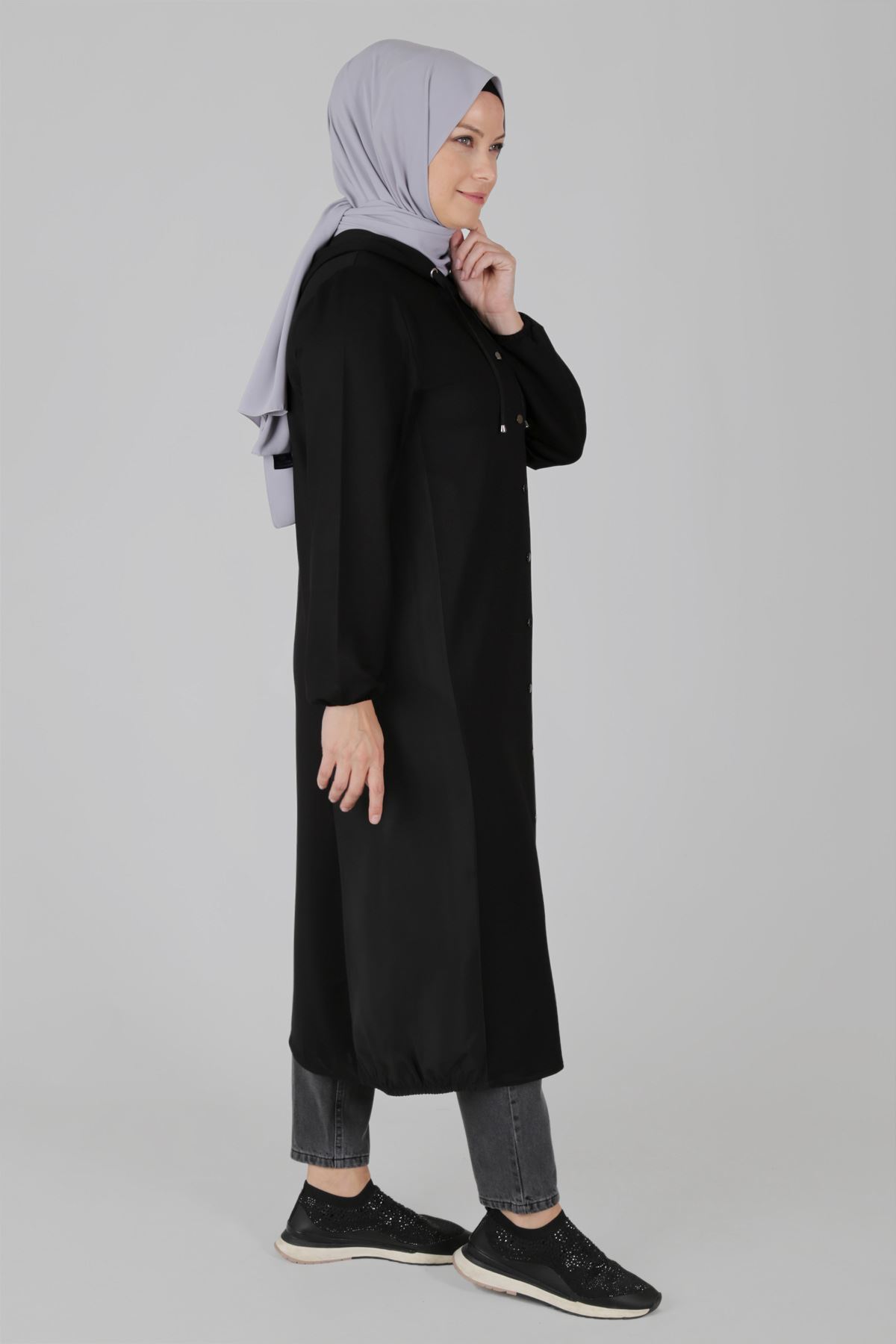 S-Büyük Beden Tesettür  Kap 25035 Siyah 