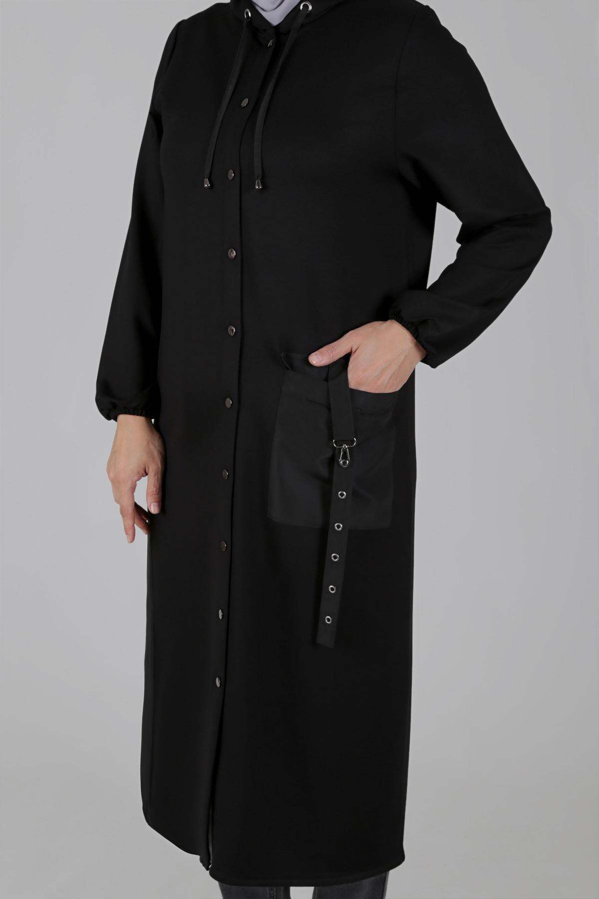 S-Büyük Beden Tesettür  Kap 25035 Siyah 