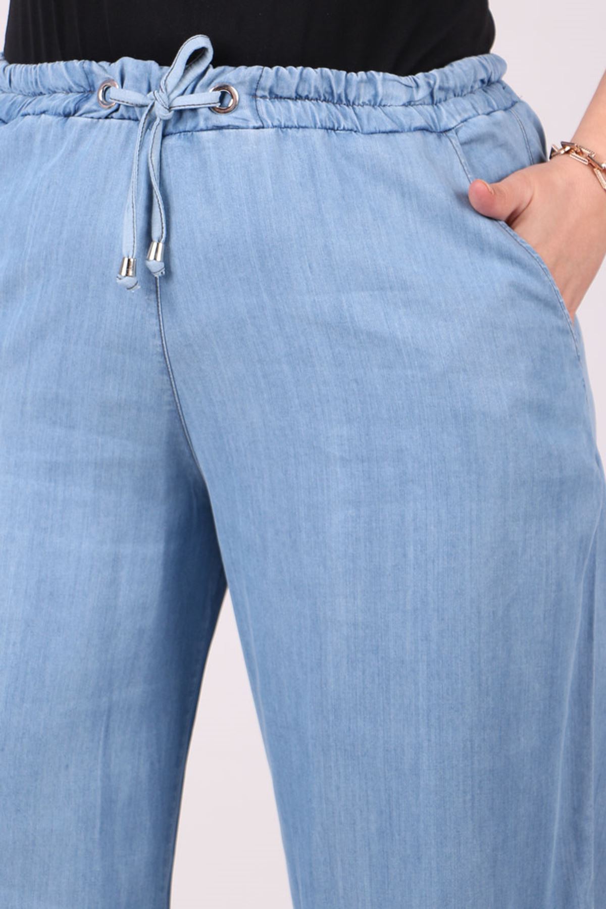 29000 Büyük Beden Bol Paça Kot Pantolon - Açık Lacivert