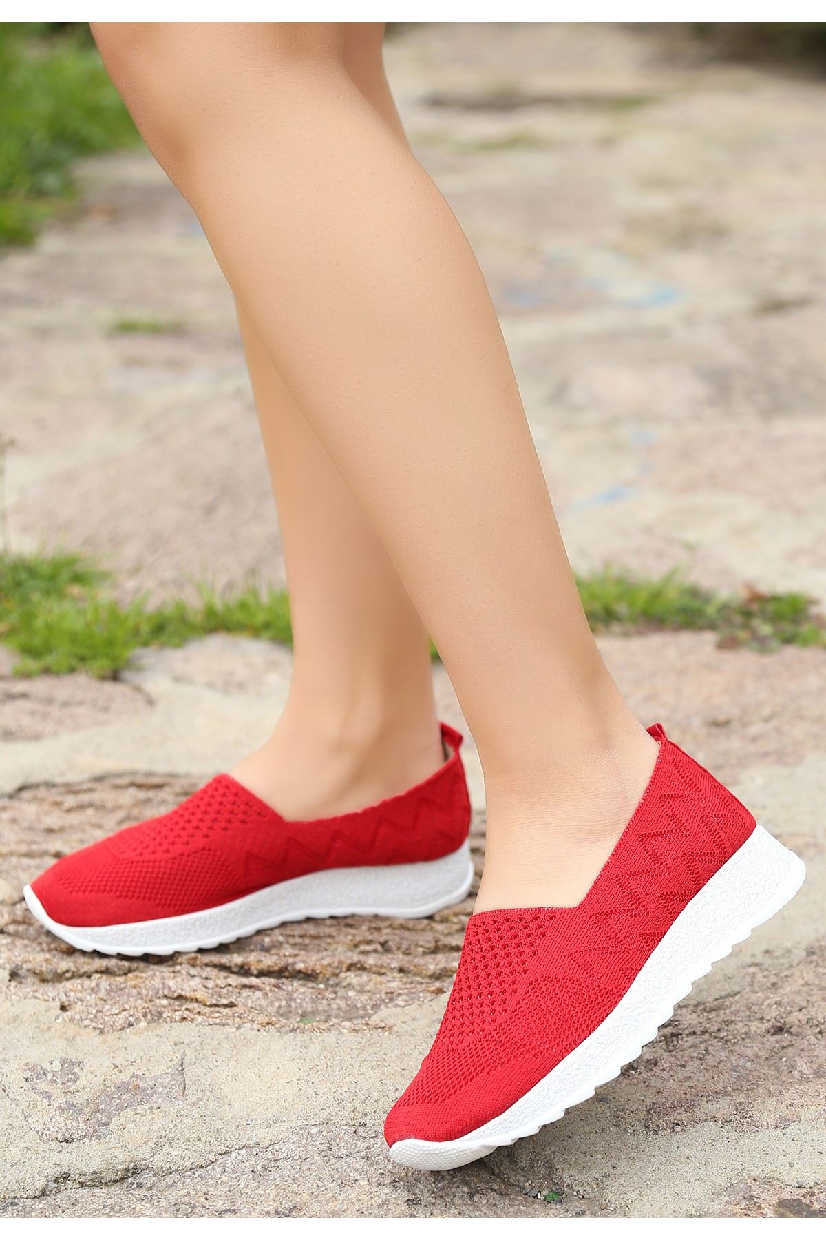 Toly Kırmızı Triko Babet Ayakkabı