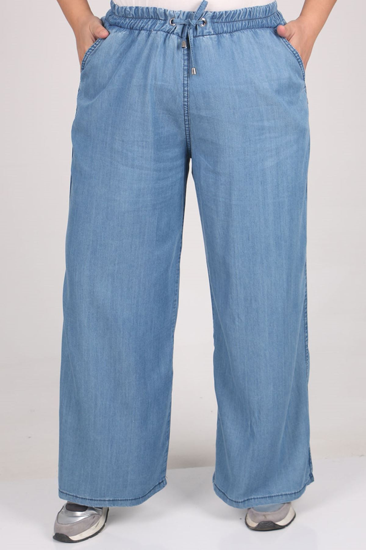 29000 Büyük Beden Bol Paça Kot Pantolon - Açık Mavi