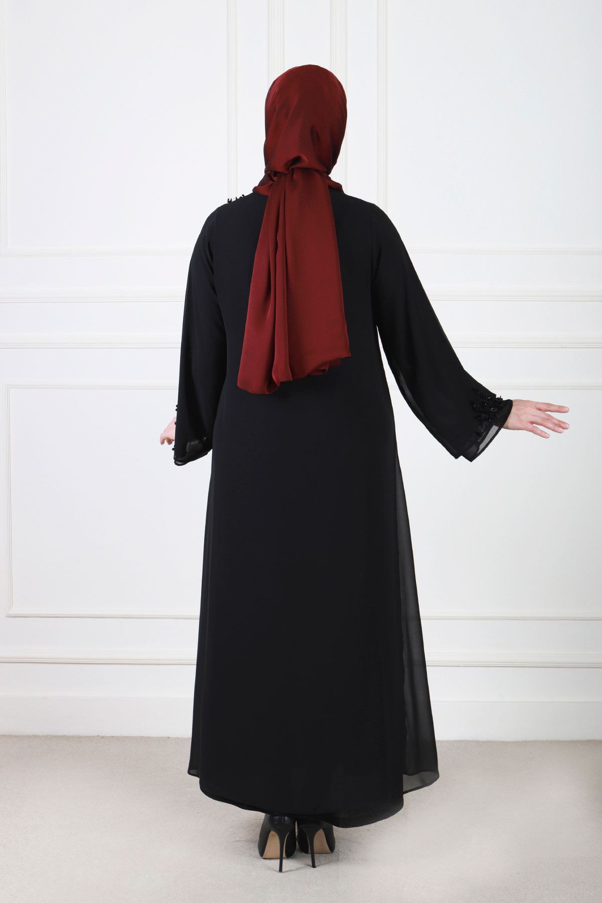S-Büyük Beden Tesettür Abiye Elbise 50016 Siyah 
