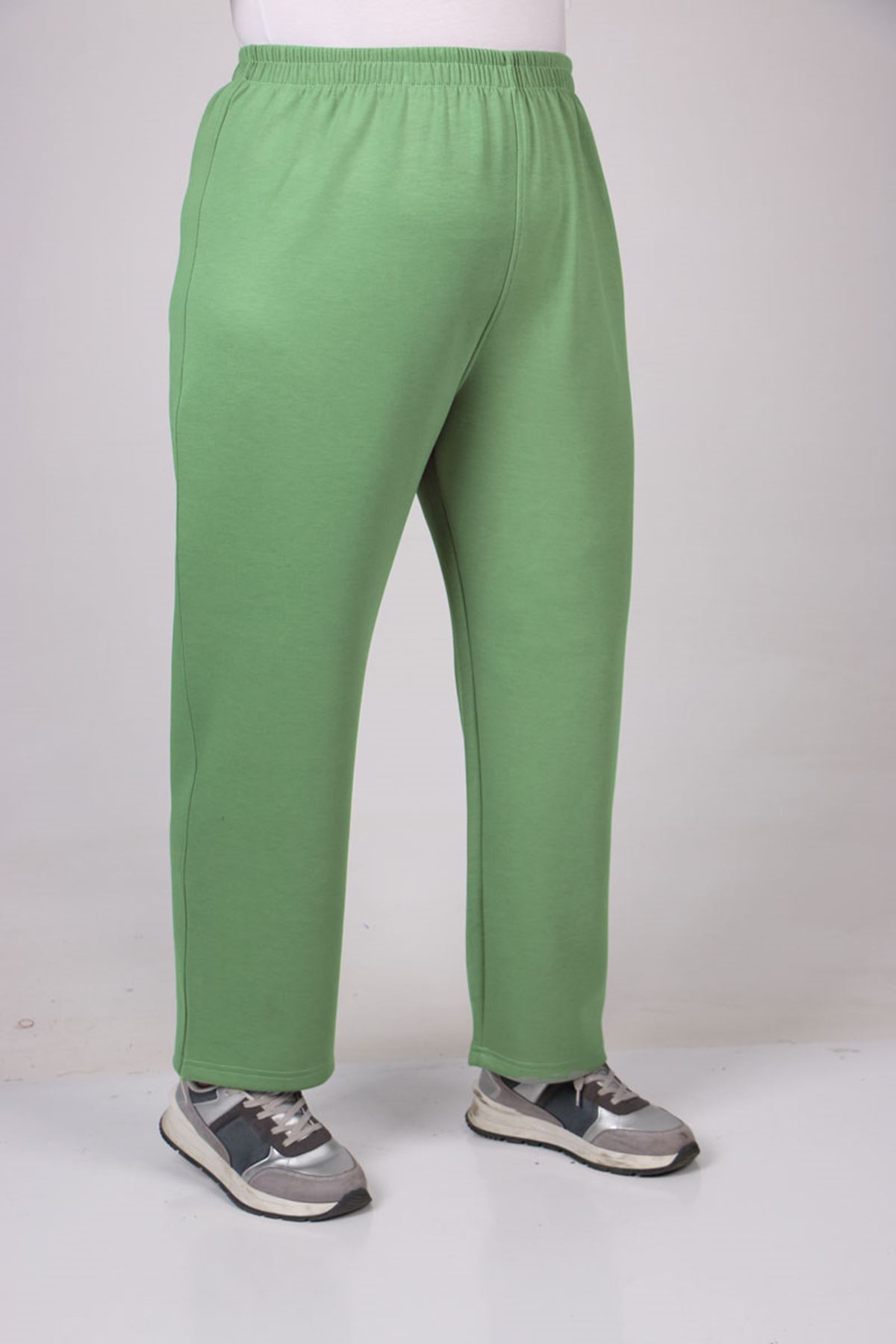 27043 Büyük Beden Kapüşonlu Modal Pantolonlu Takım-Su Yeşili