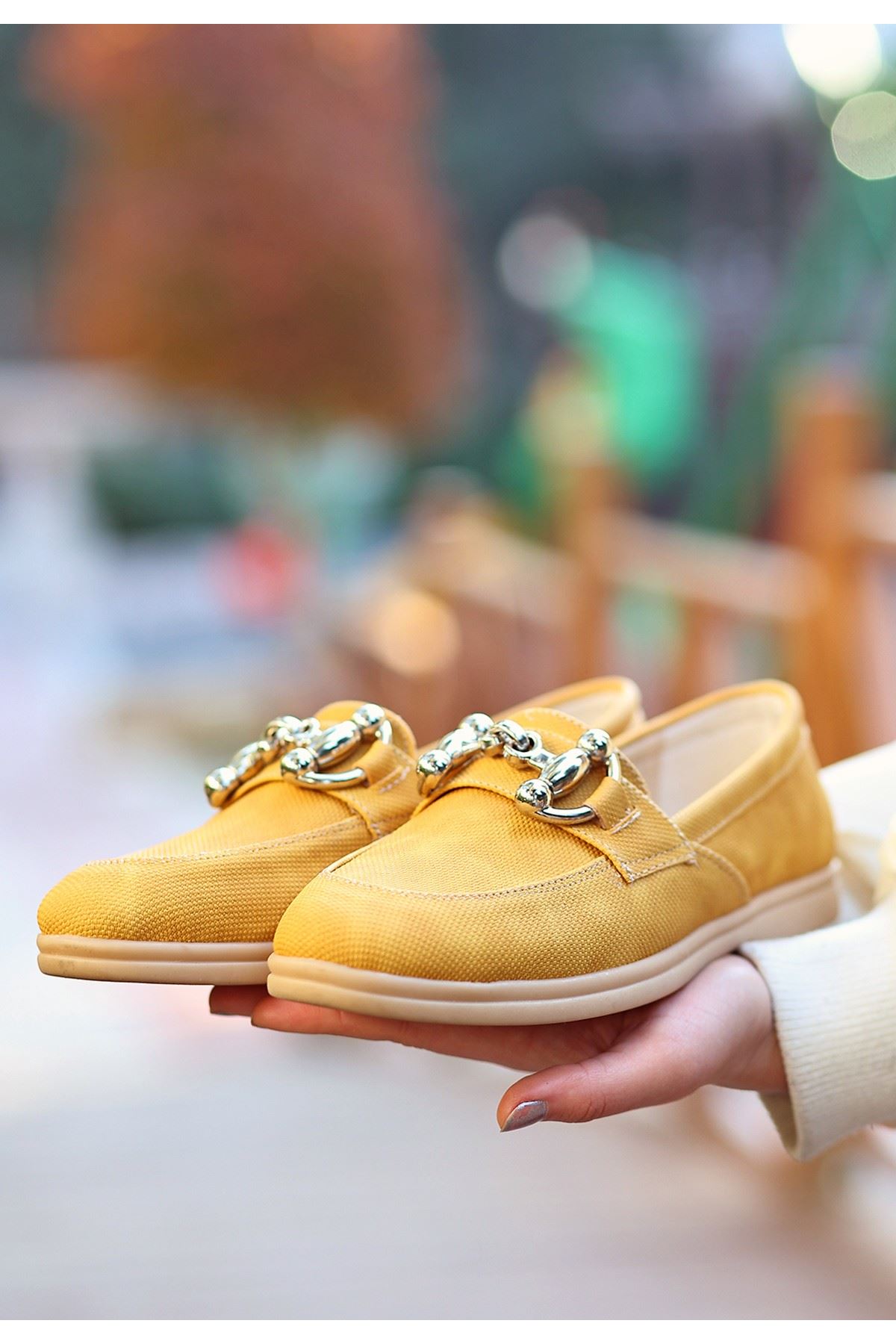 Celio Hardal Sarısı Cilt Desenli Babet Ayakkabı
