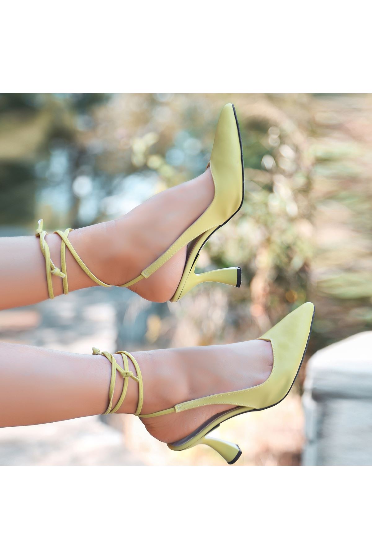 Wonna Sarı Cilt Topuklu Ayakkabı