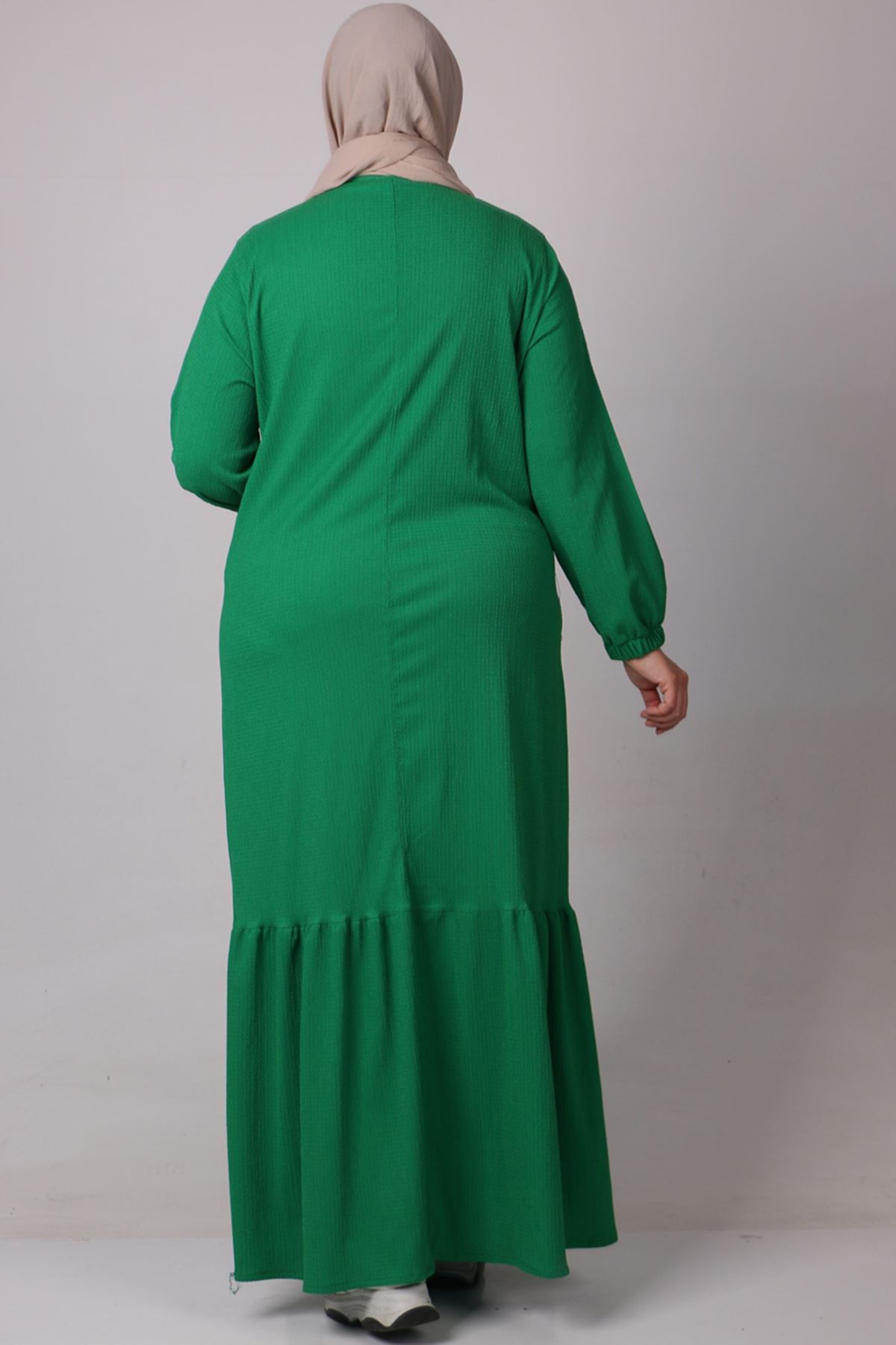 32024 Büyük Beden Etek Ucu Fırfırlı Bürümcük Elbise -Benetton
