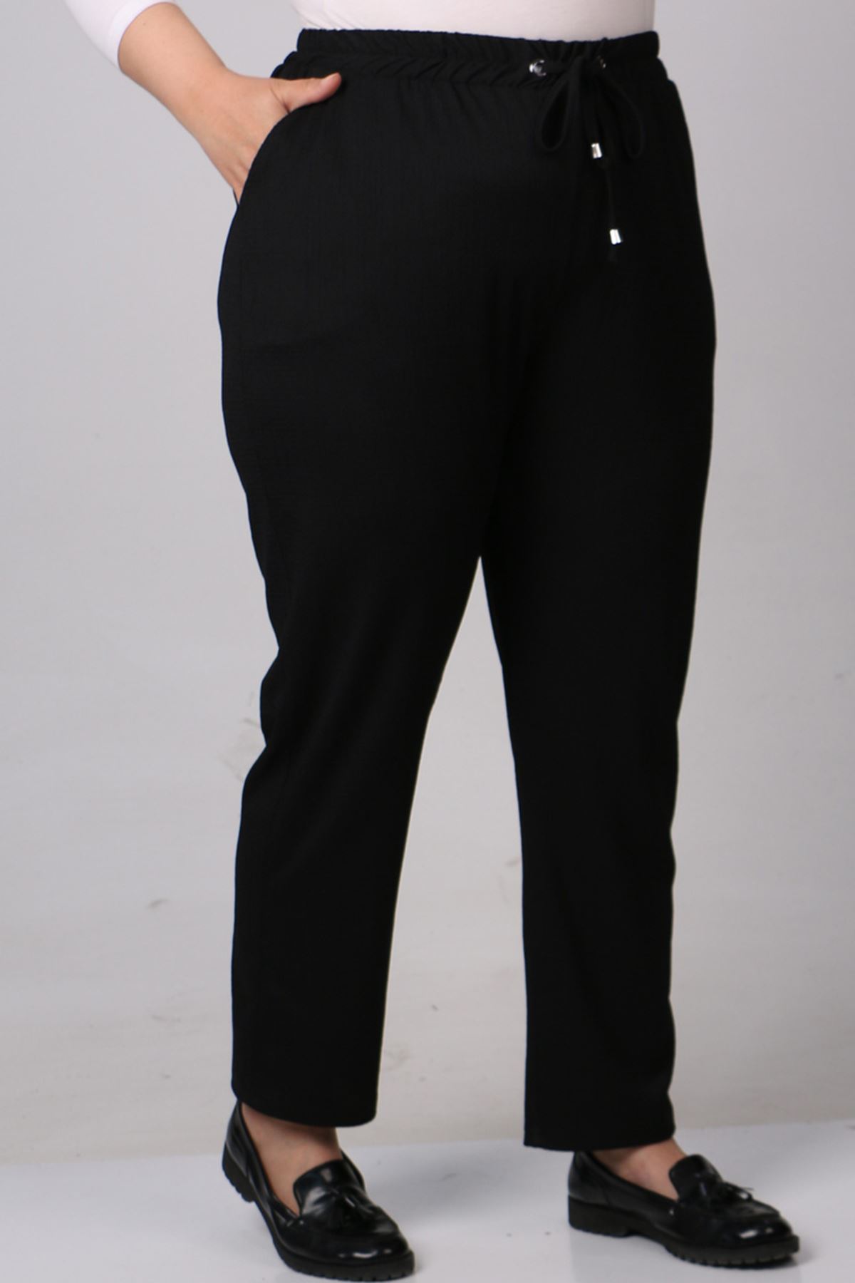 37022 Büyük Beden Bürümcük Ceket Pantolon Takım-Siyah-Gül Kurusu