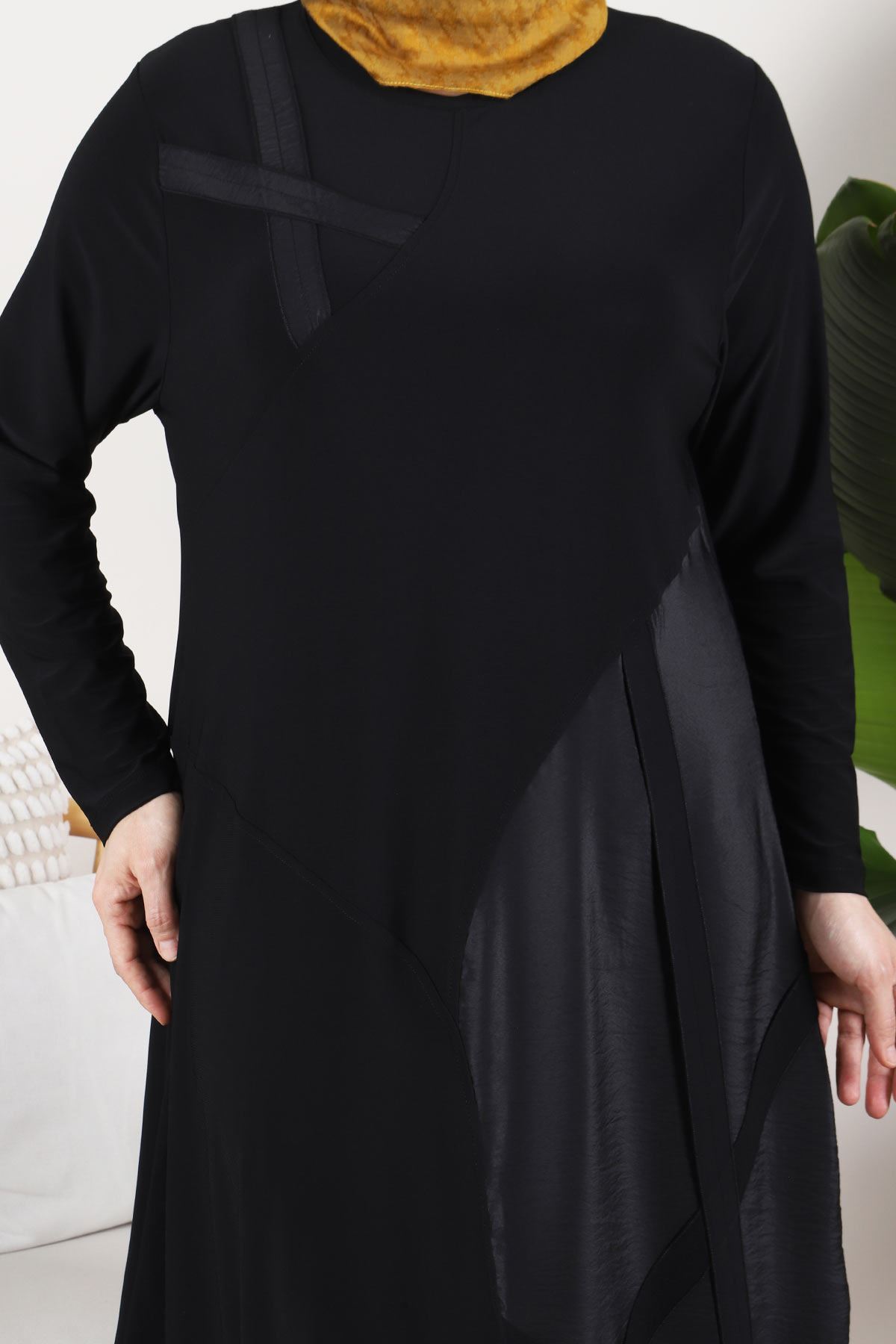 S-Büyük Beden Tesettür Sandy Elbise 7511 Siyah