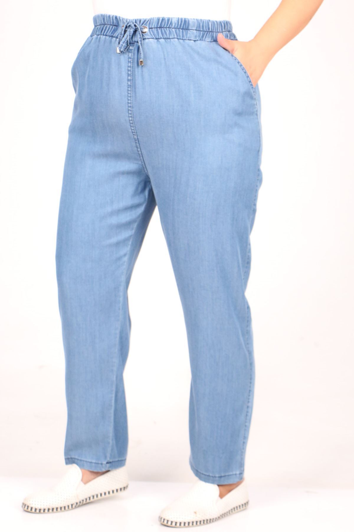 29001-2 Büyük Beden Dar Paça Kot Pantolon-Mavi