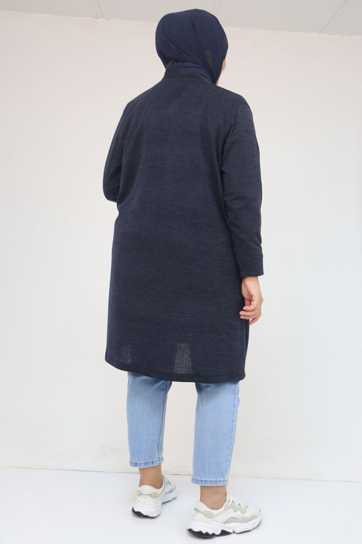 53034 Büyük Beden Cep Detaylı Mir Ceket - Lacivert