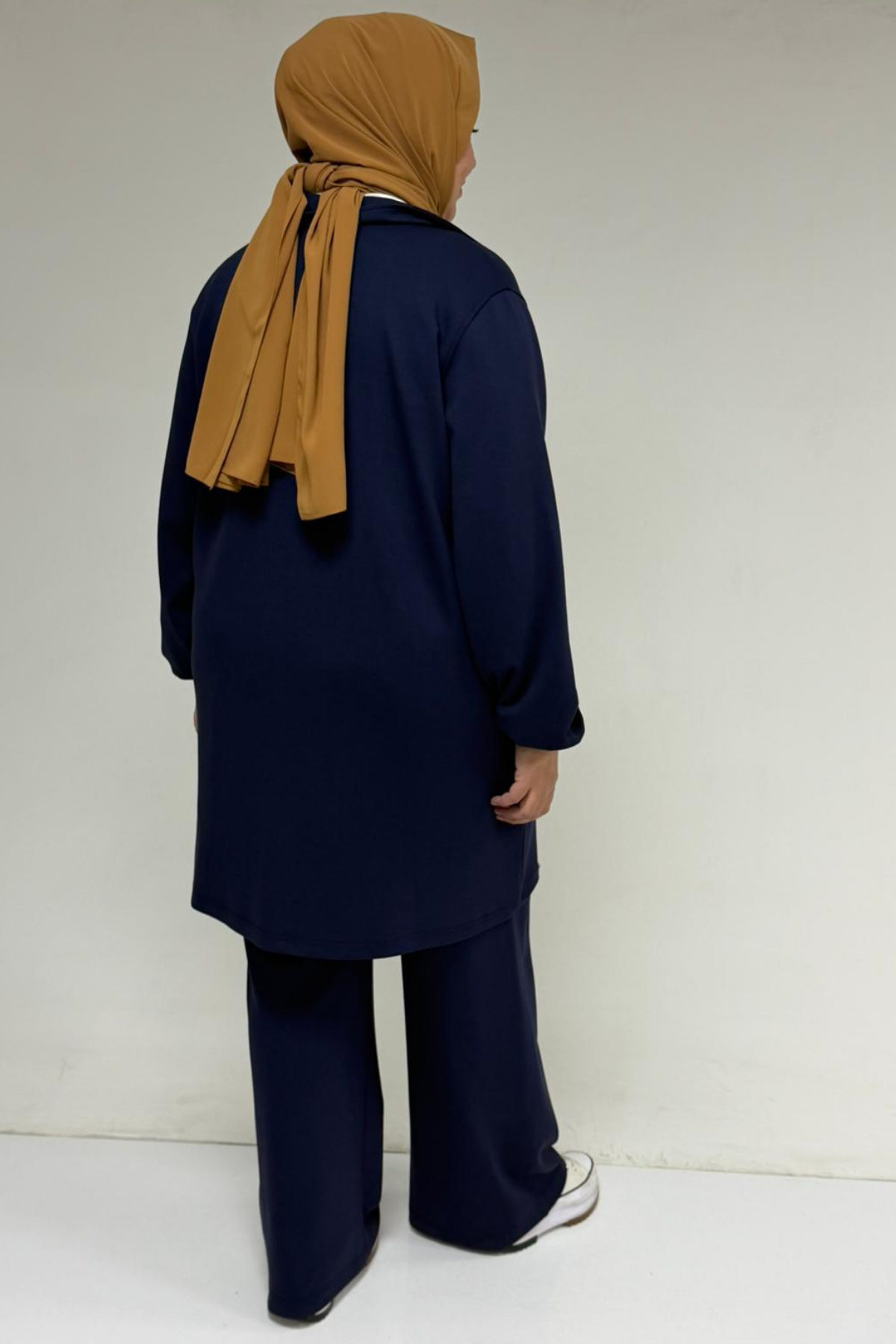 57040 Büyük Beden Fermuar Detaylı Modal İkili Takım - Lacivert