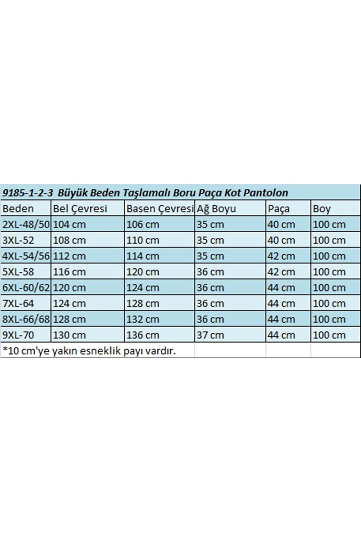 9185-4 Büyük Beden Taşlamalı Boru Paça  Kot Pantolon - Siyah