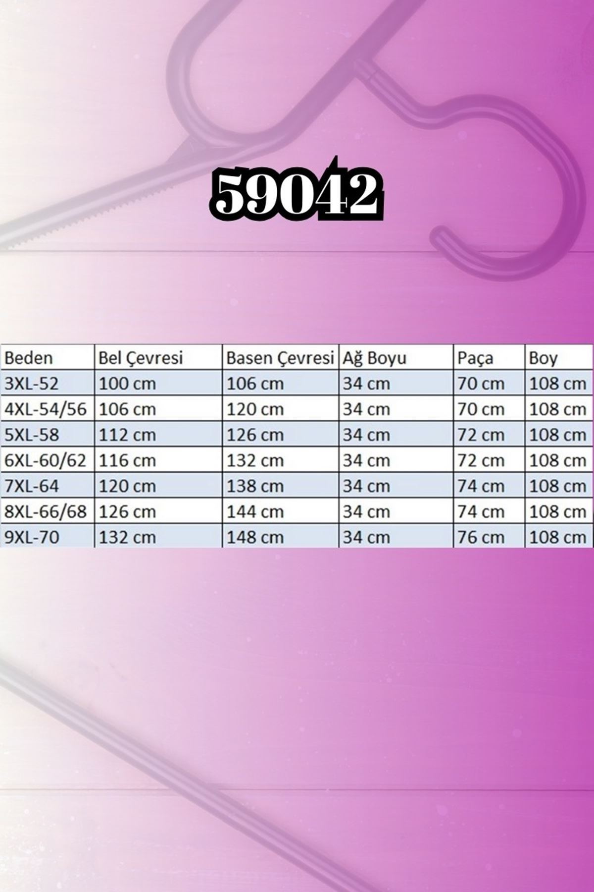 59042 Büyük Beden Çimalı Bol Paça Çelik Pantolon - Siyah