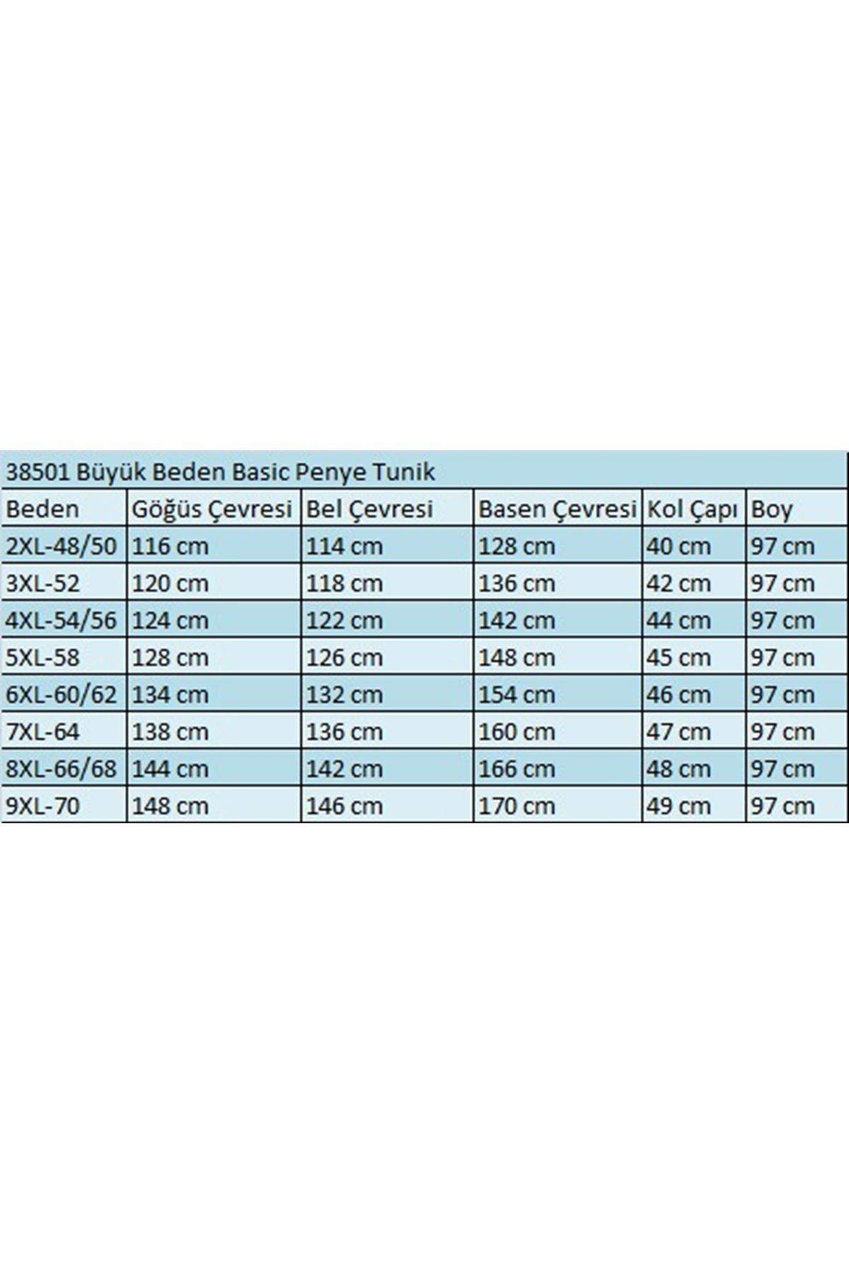 38501 Büyük Beden Basic Penye Tunik - Lacivert