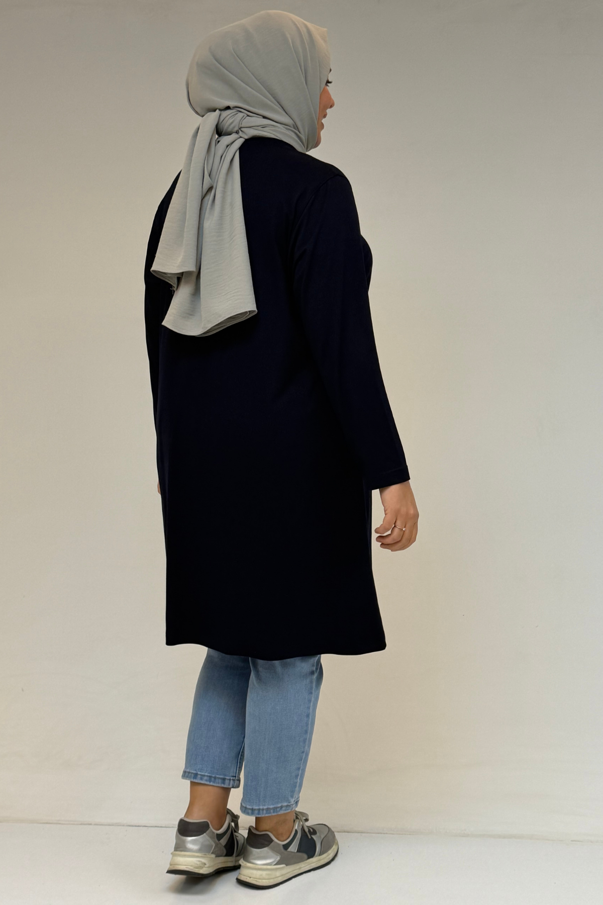 38501 Büyük Beden Basic Penye Tunik - Lacivert