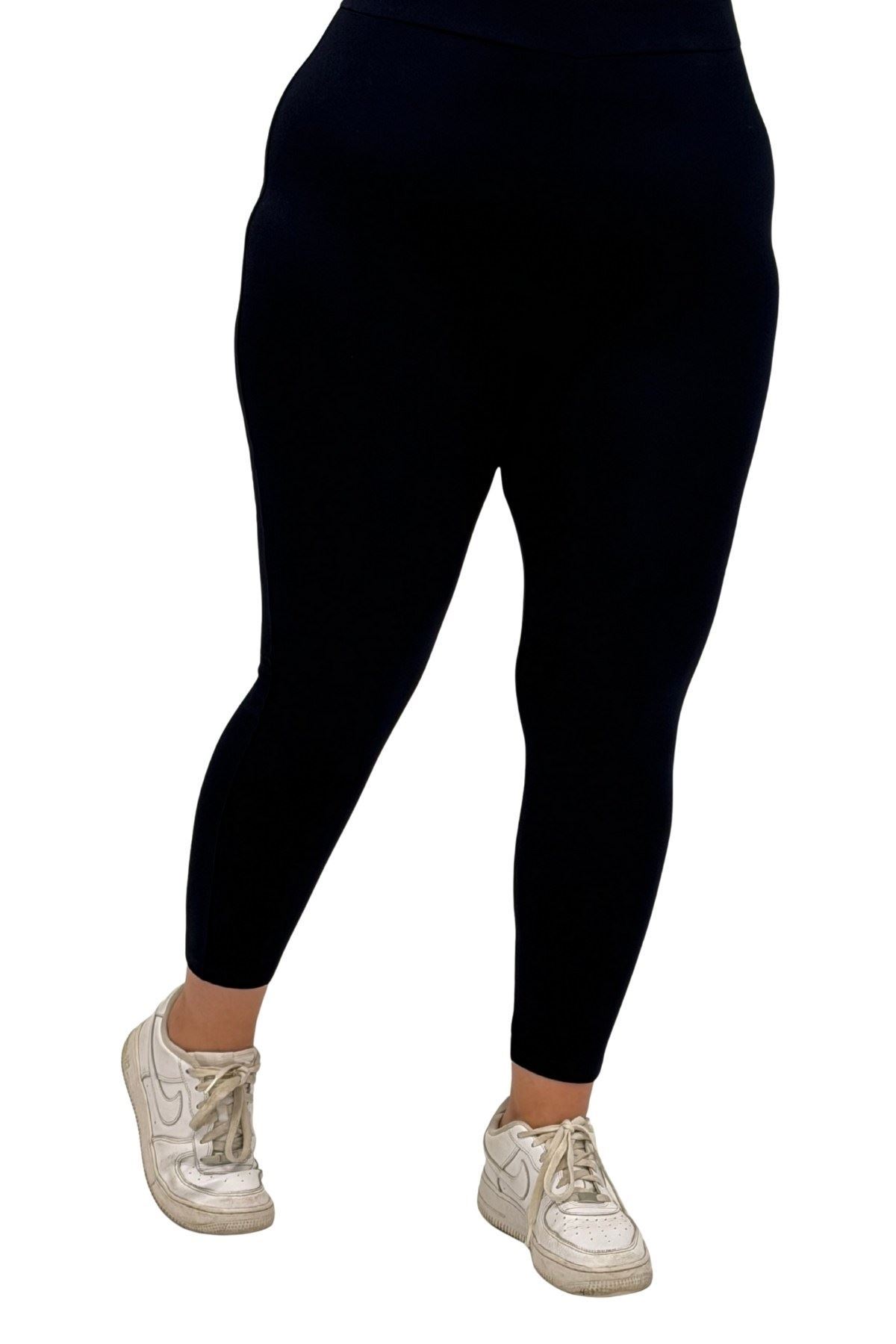 59501 Büyük Beden Penye Tayt - Koyu Lacivert