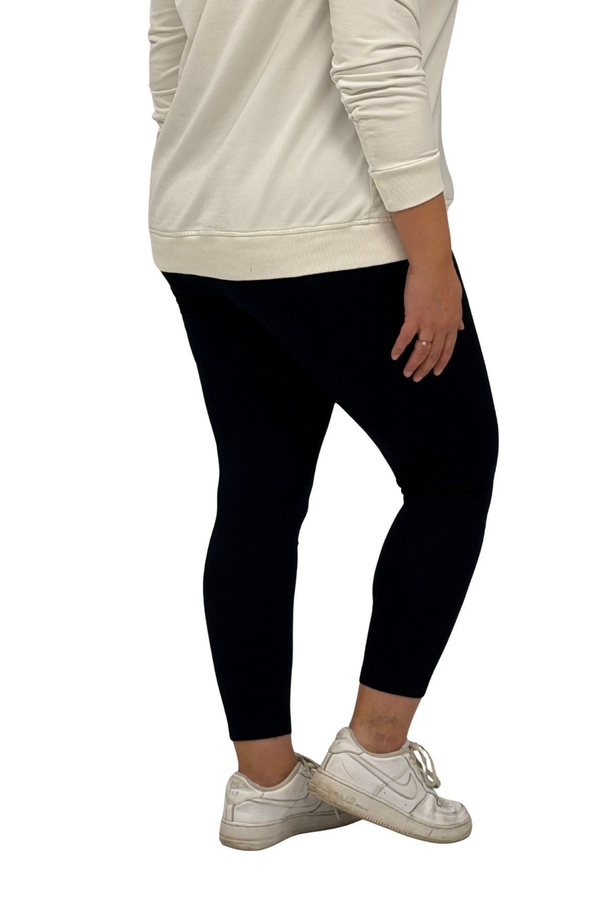 59501 Büyük Beden Penye Tayt - Koyu Lacivert