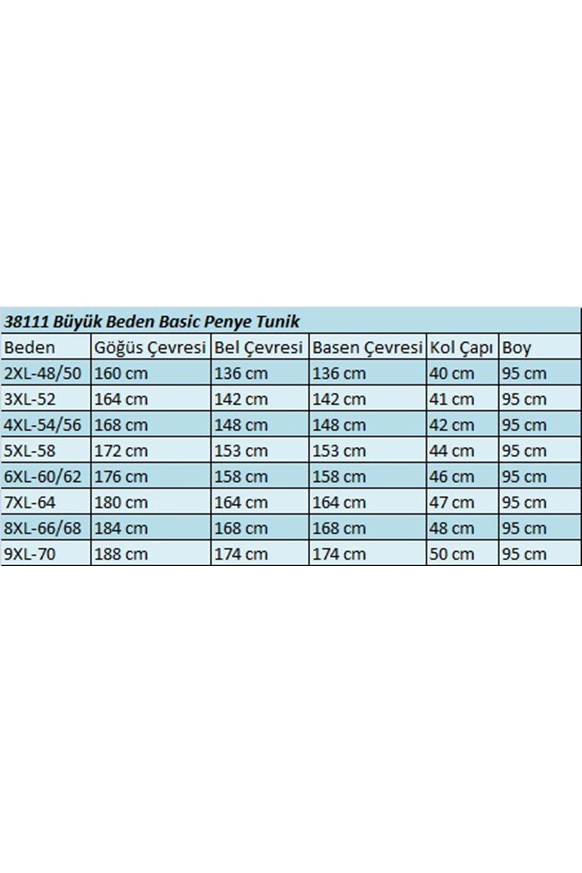 38111 Büyük Beden Basic Penye Tunik - Haki