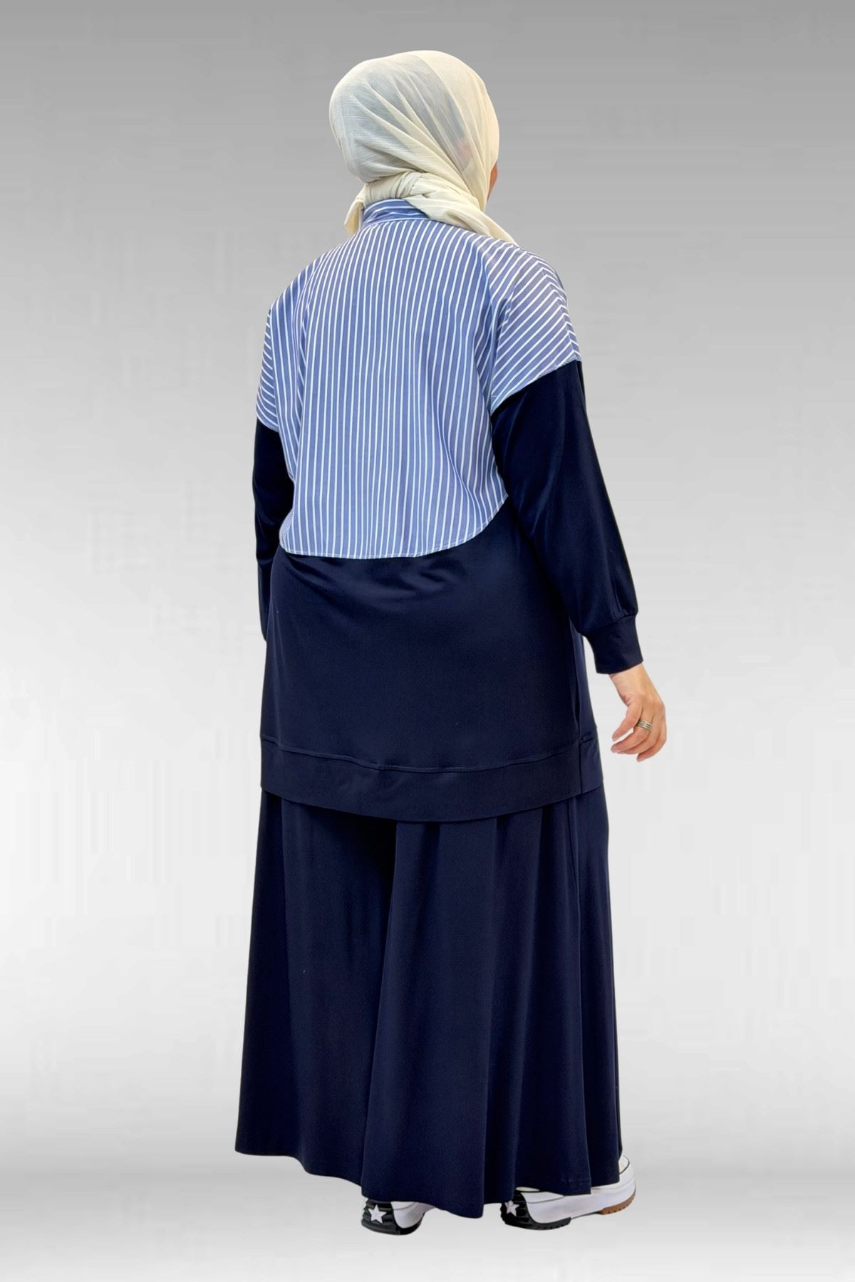 57016  Büyük Beden Erkek Yaka Kombinli Pantolonlu Takım - Lacivert -Lacivert