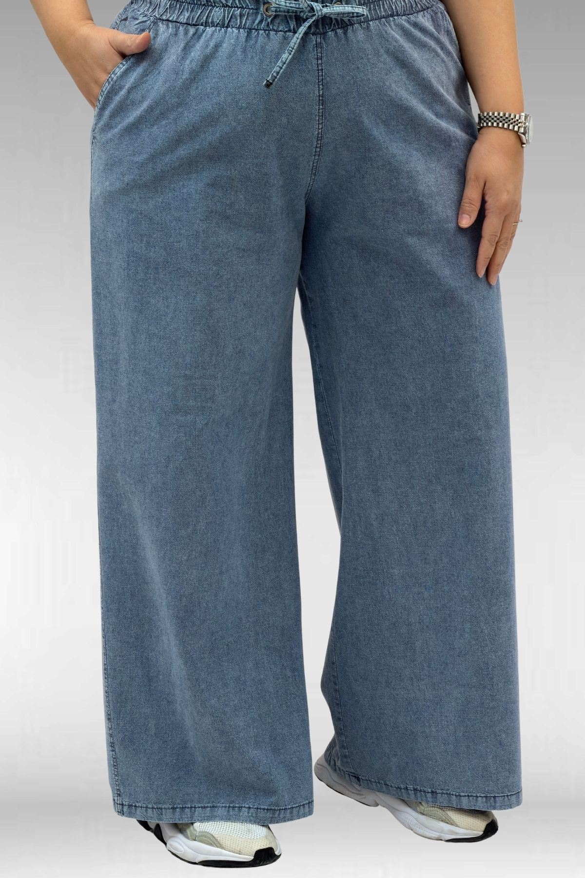 29000 Büyük Beden Bol Paça Kot Pantolon - Mavi