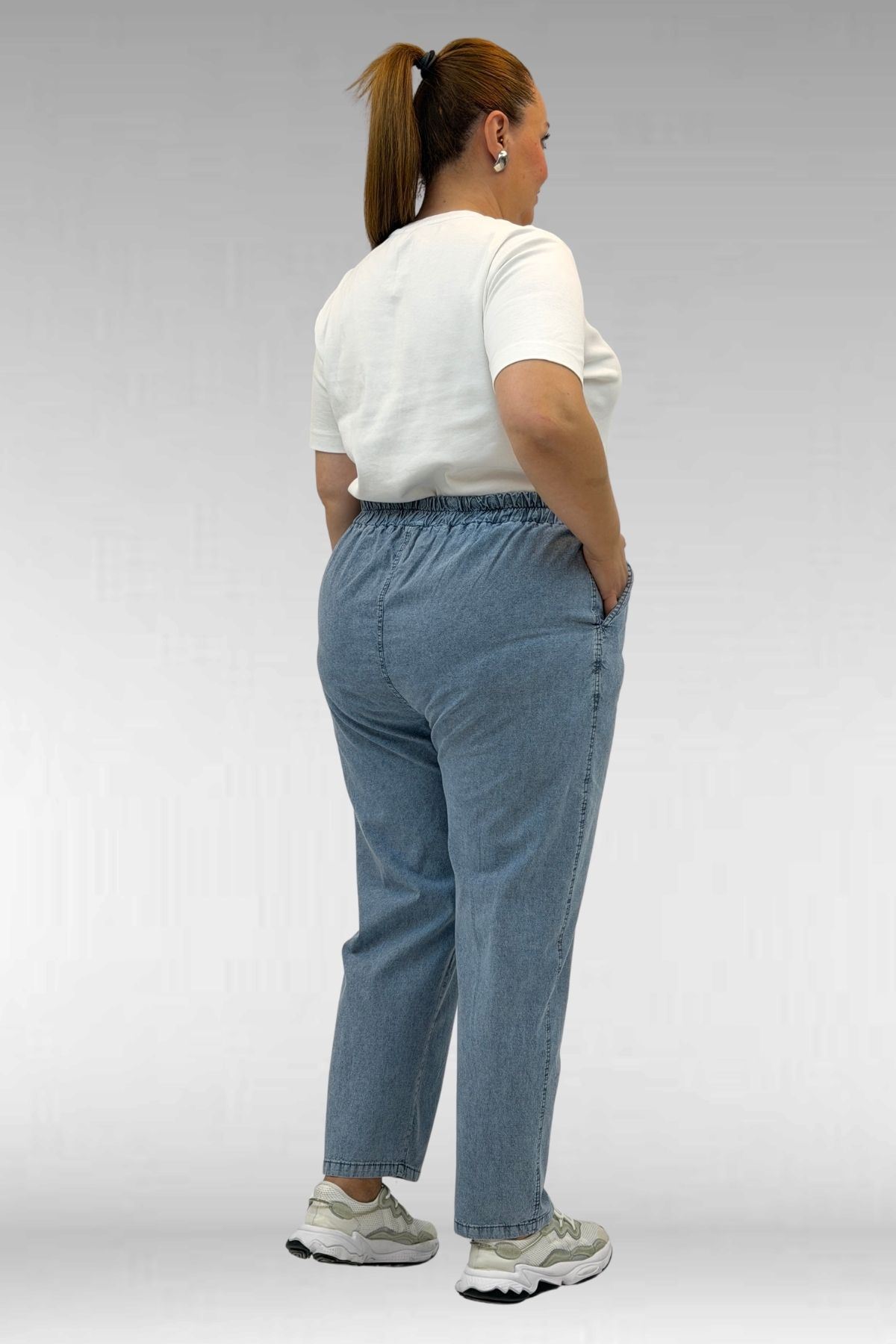 29001 Büyük Beden Dar Paça Kot Pantolon - Mavi