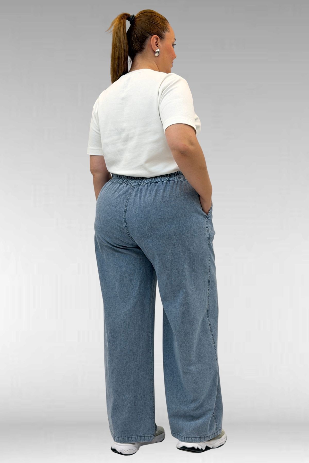 29000 Büyük Beden Bol Paça Kot Pantolon - Mavi