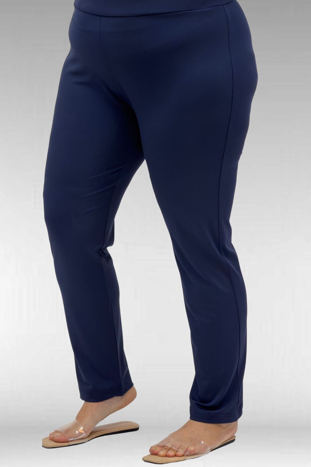 1740 Büyük Beden Düz Renk Tesettür Mayo - Lacivert