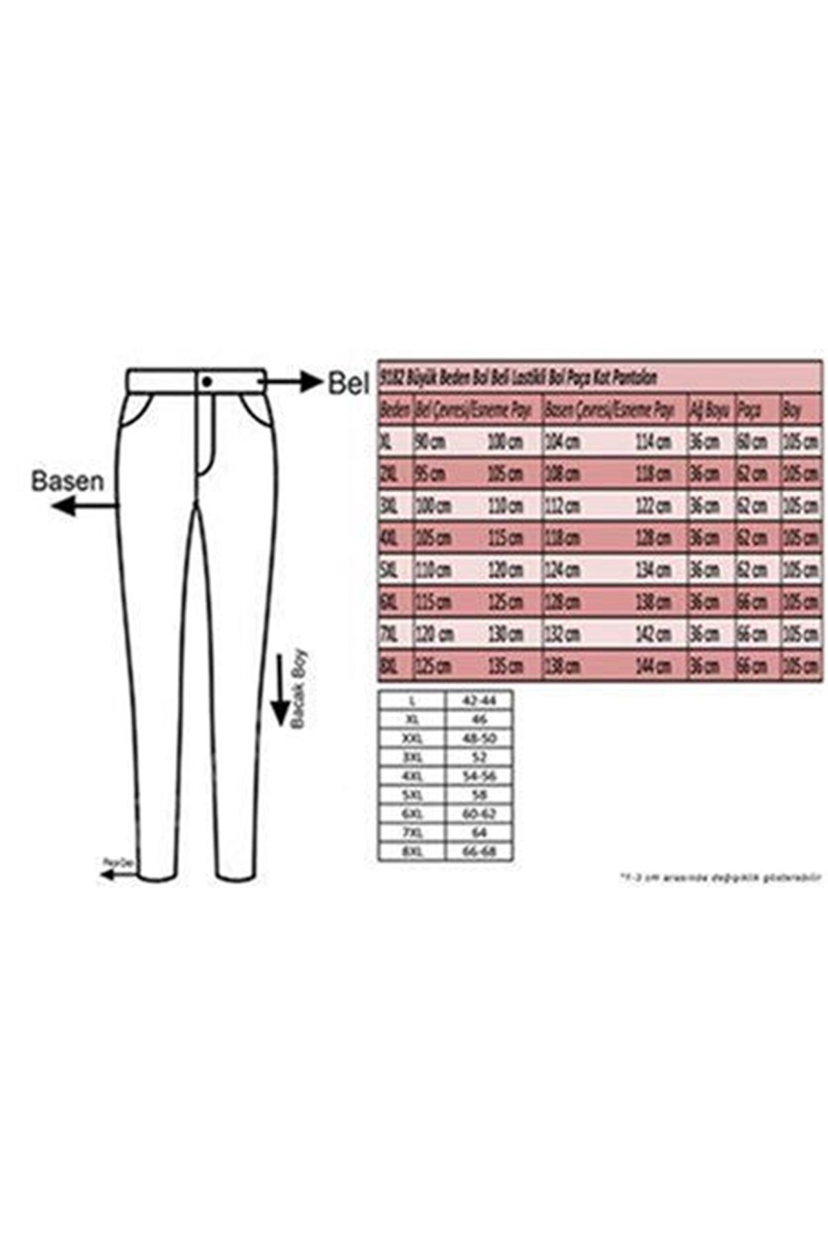 69003 Büyük Beden Beli Lastikli Bolpaça Kot Pantolon - Siyah