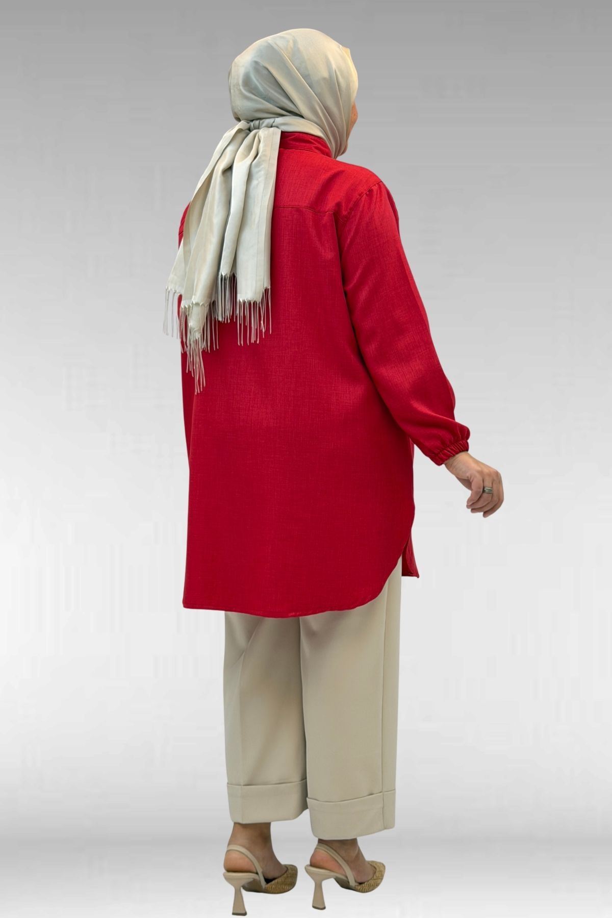 58068 Büyük Beden Erkek Yakalı Gömlek - Kırmızı