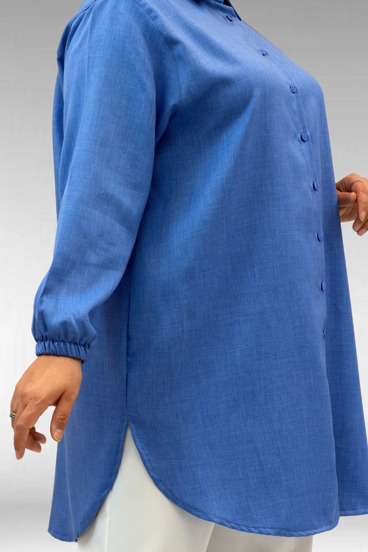 58068 Büyük Beden Erkek Yakalı Gömlek - İndigo