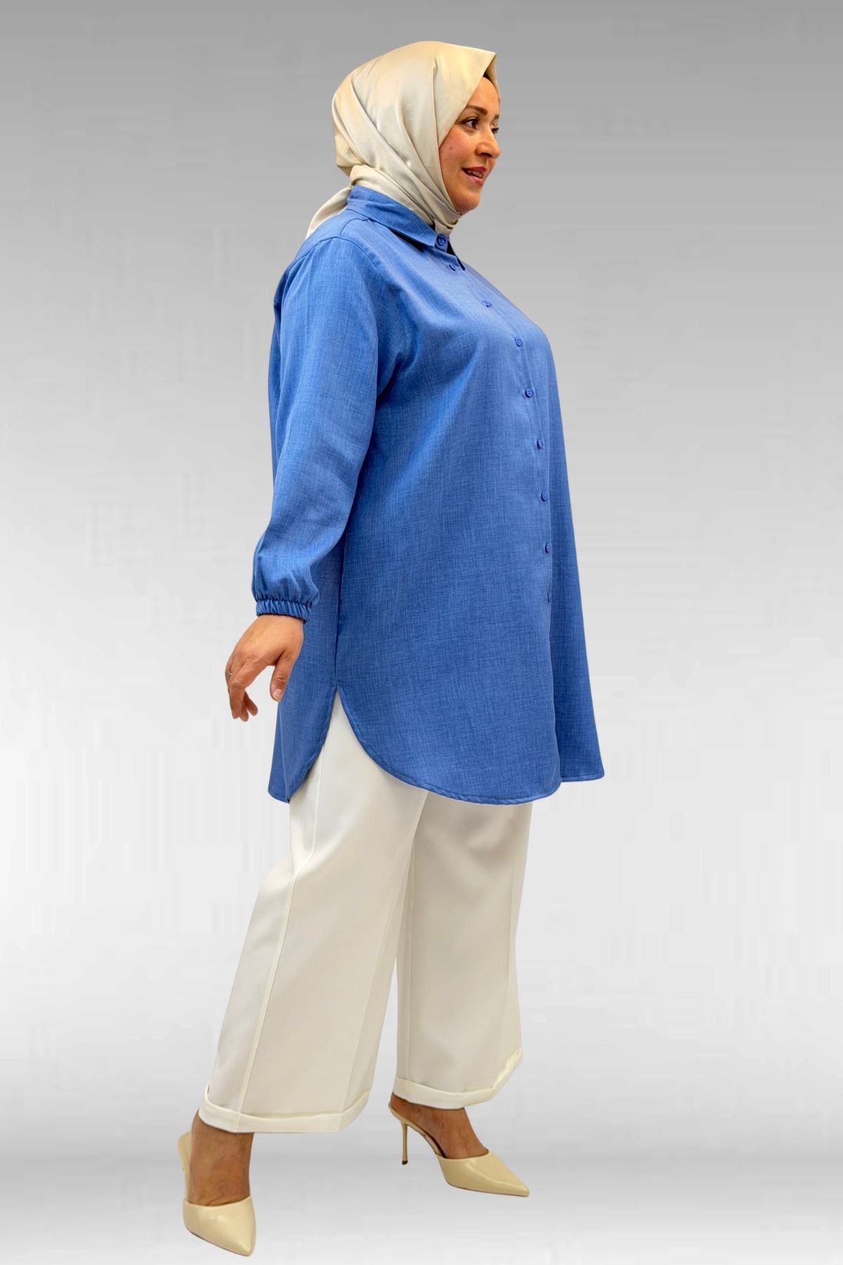 58068 Büyük Beden Erkek Yakalı Gömlek - İndigo