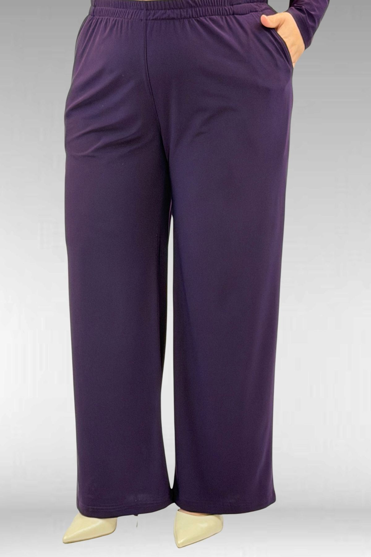 67024 Büyük Beden Sandy-Şifon Elbise - Mürdüm