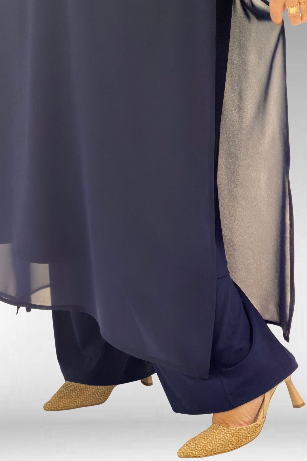 67024 Büyük Beden Sandy-Şifon Elbise - Lacivert