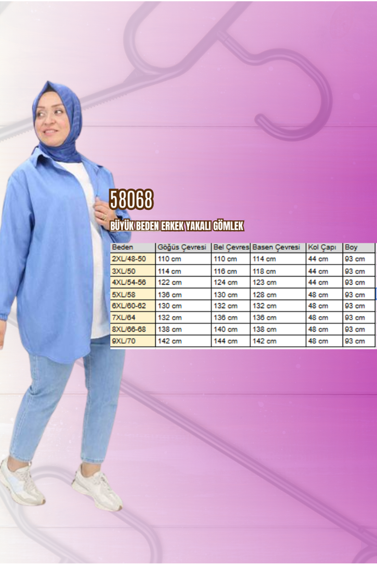 58068 Büyük Beden Erkek Yakalı Gömlek - Siyah Kırçıllı