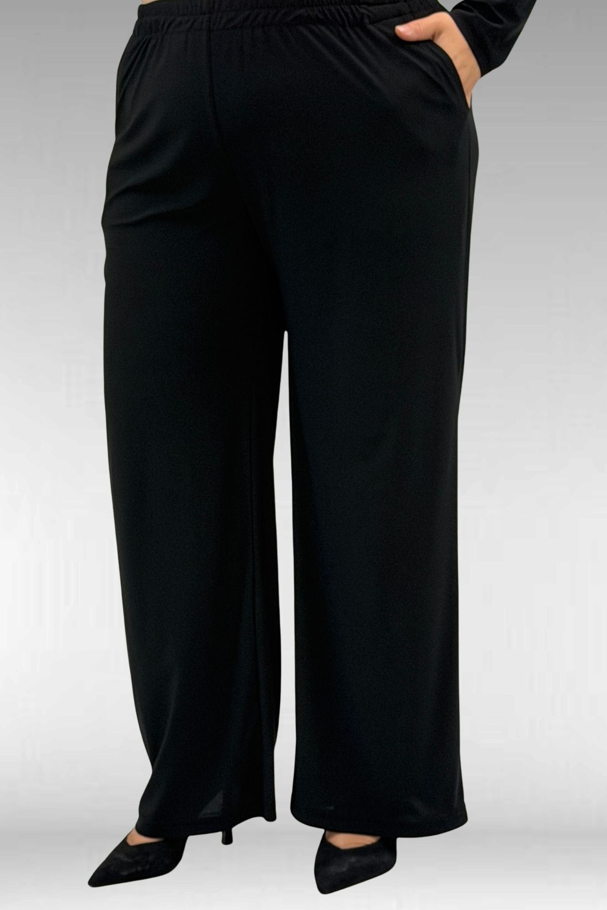 67024 Büyük Beden Sandy-Şifon Elbise - Siyah