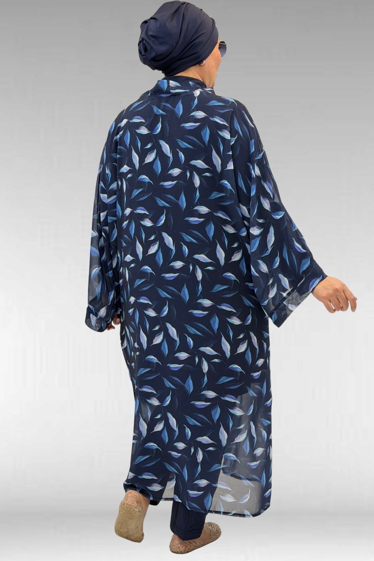 1735 Büyük Beden Garni Detaylı Pareo - Laci Yaprak Desenli-Laci