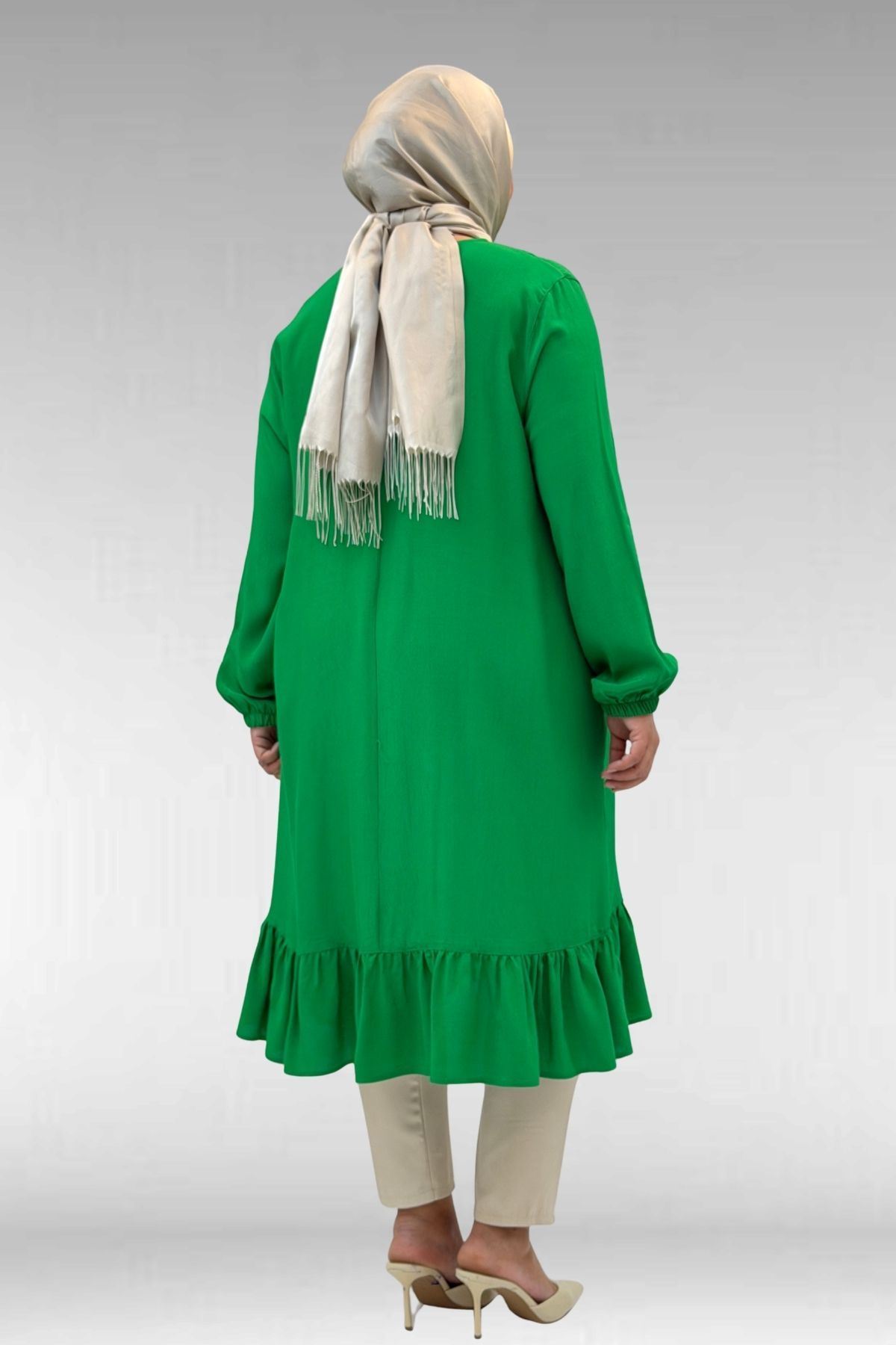 68033 Büyük Beden Eteği Fırfırlı Maroken Tunik - Benetton