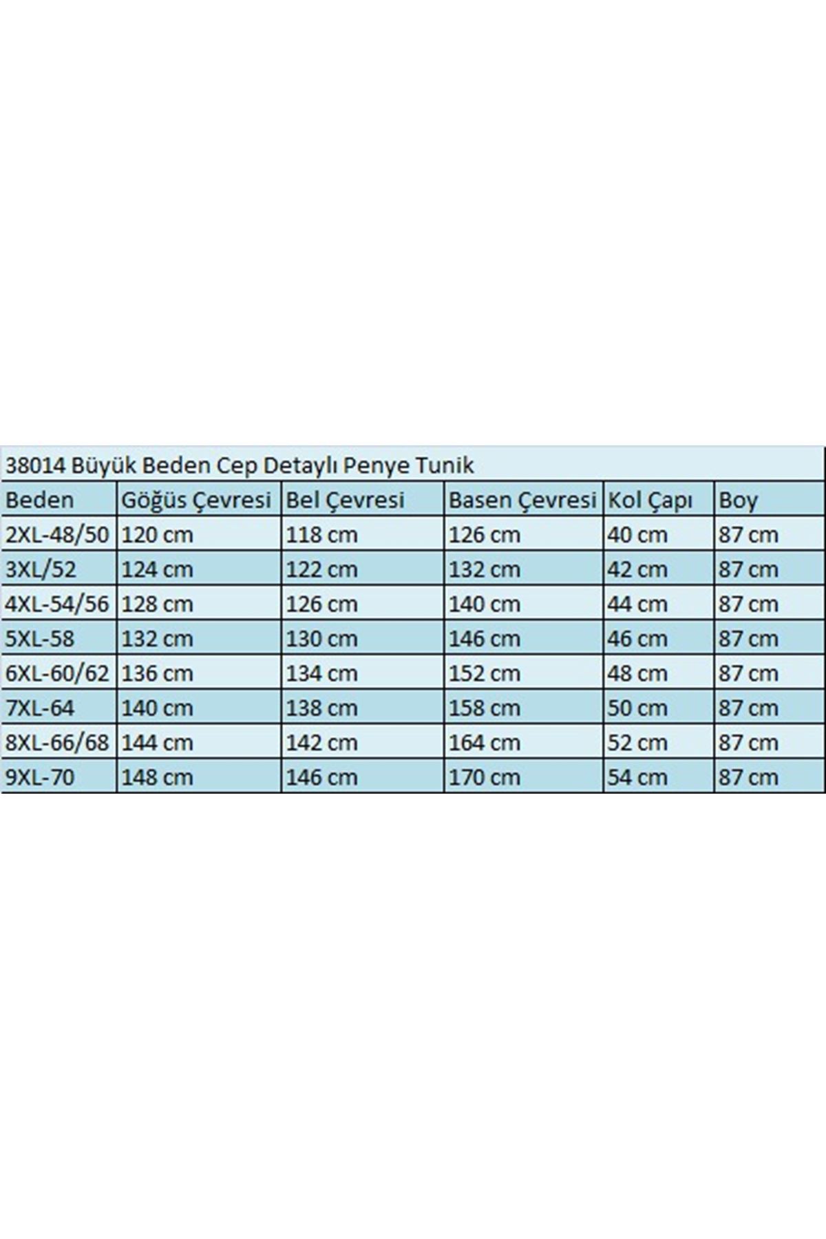 38014 Büyük Beden Cep Detaylı Penye Tunik - Siyah