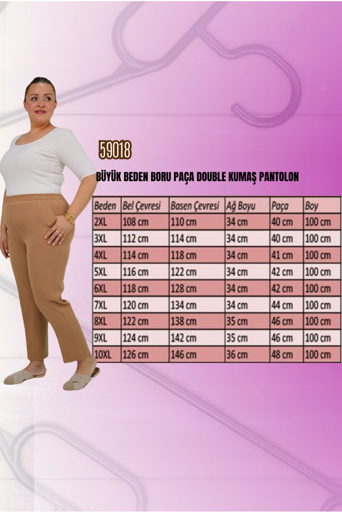 29020 Büyük Beden Beli Lastikli Boru Paça Pantolon - Antrasit