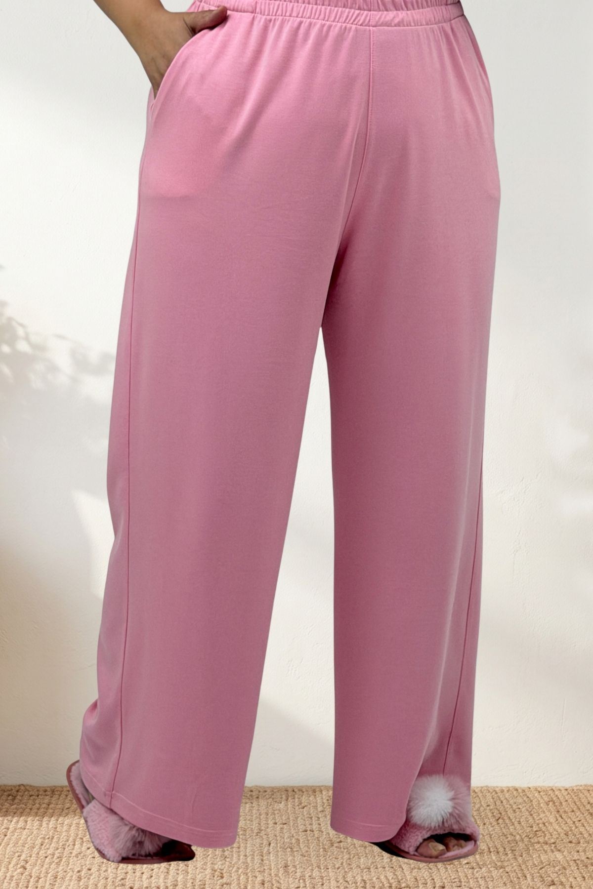 67809 Büyük Beden Üstü Desenli Kombinli Milan-Modal Pijama Takımı - Antrasit Kurdele Desenli
