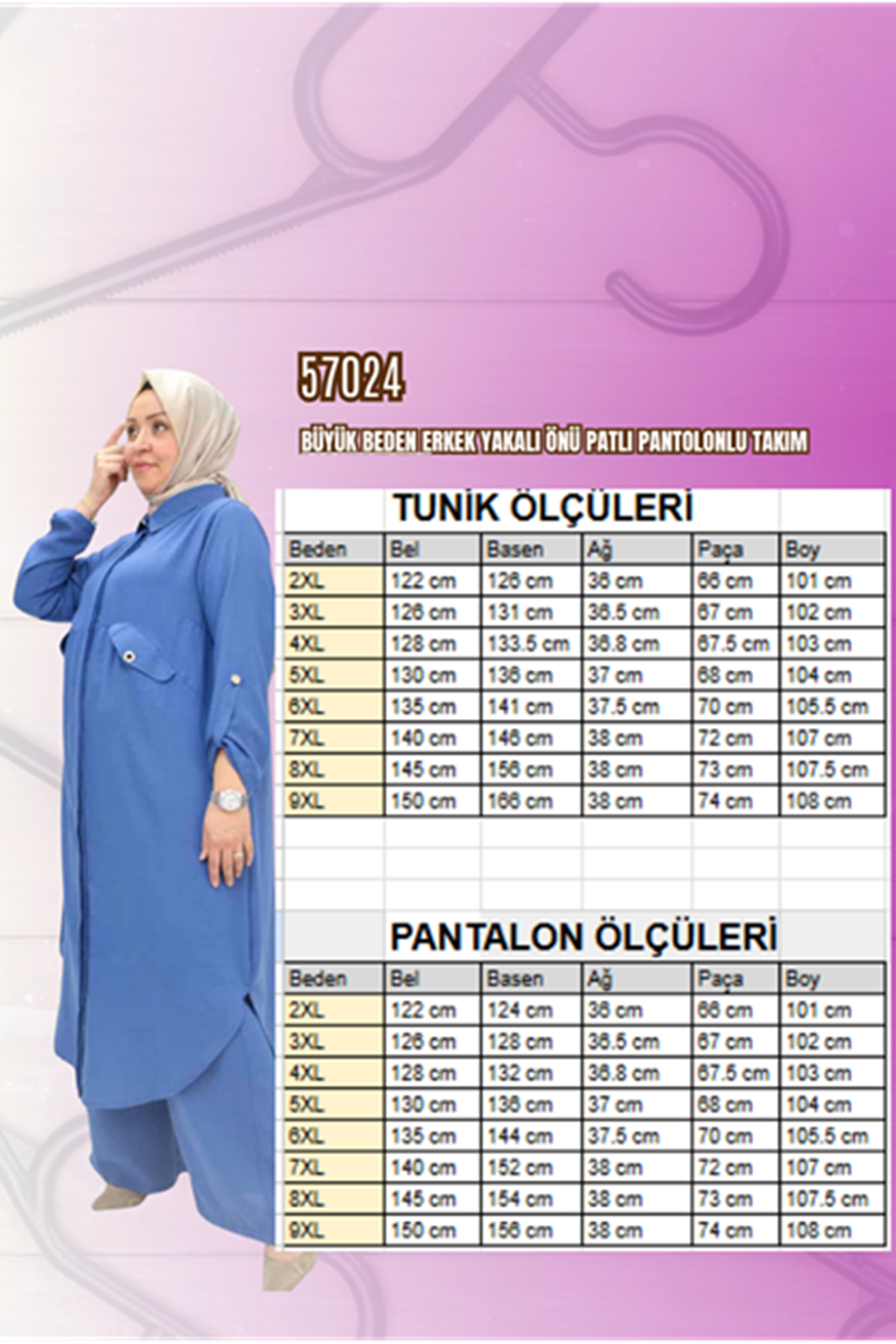 57024 Büyük Beden Erkek Yakalı Önü Patlı Pantolonlu Takım - Gri