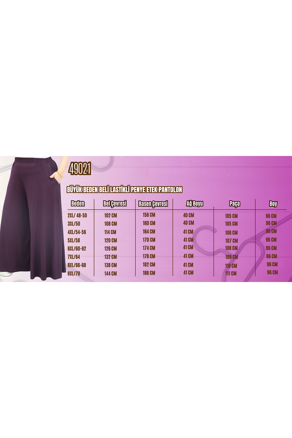 49003 Büyük Beden Beli Lastikli Penye Etek Pantolon - Siyah