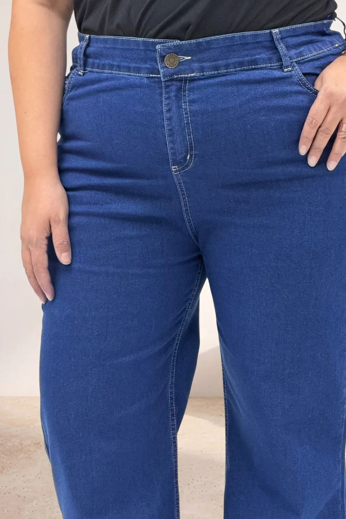 5061 Dikiş Detaylı Kot Pantolon - Koyu Mavi
