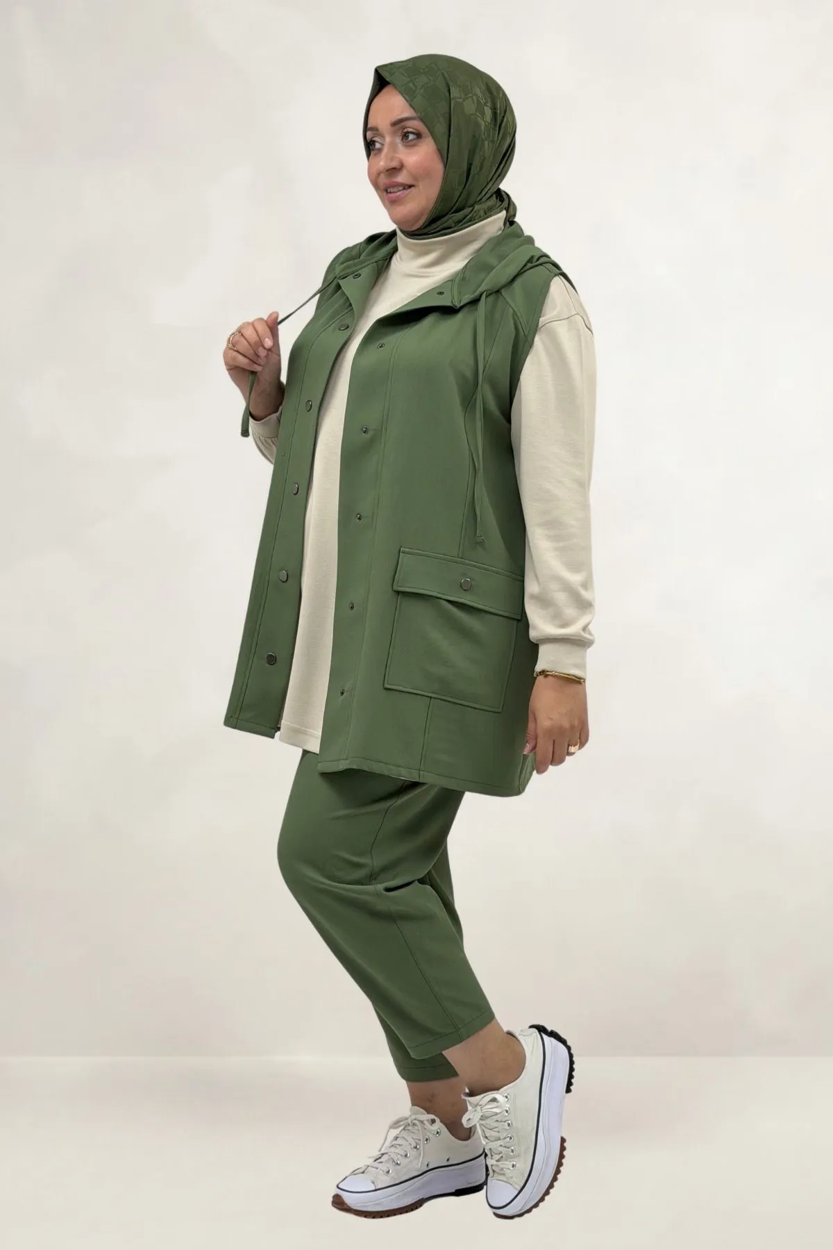 67057 Büyük Beden Yelek-Pantolon Nora Takım - Nefti
