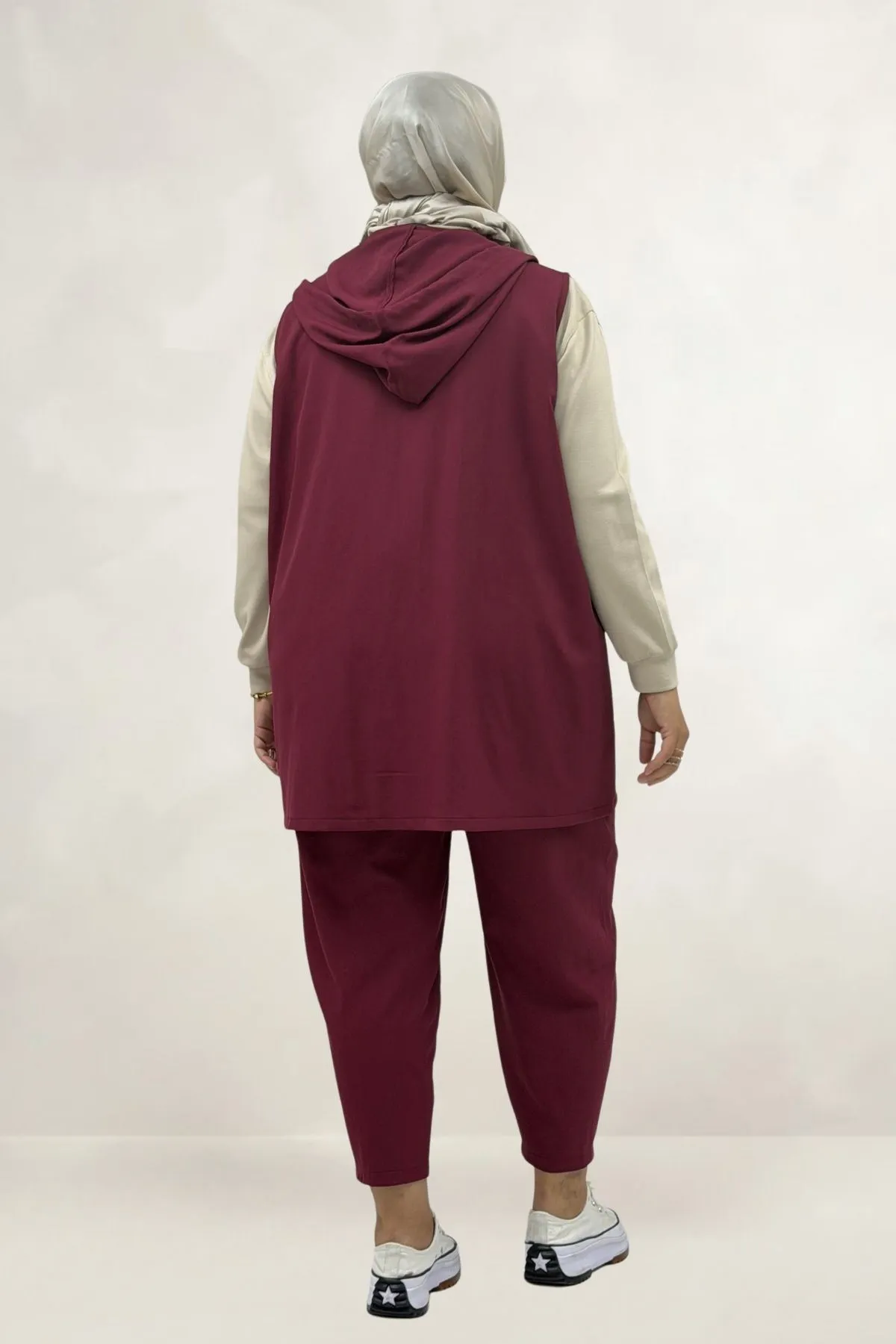 67057 Büyük Beden Yelek-Pantolon Nora Takım - Bordo