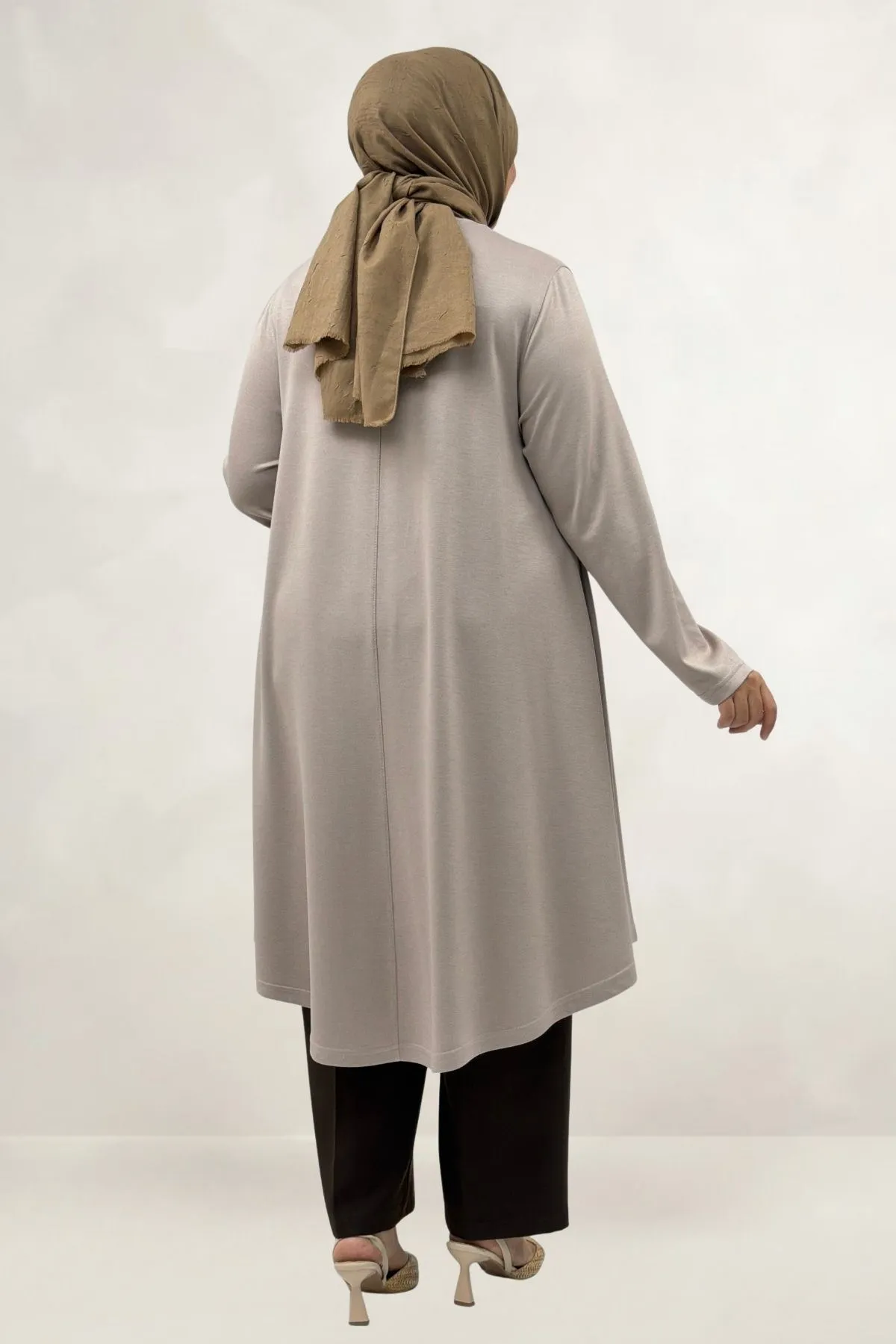 68090  Büyük Beden Modal Mevlana Tunik - Bej