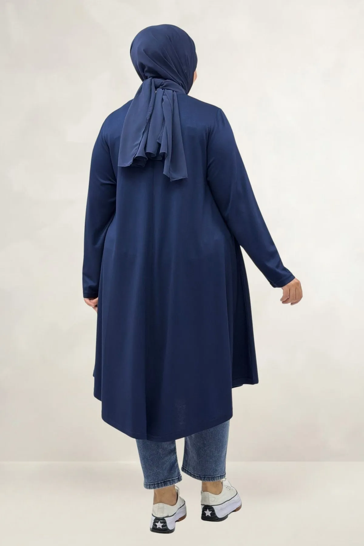 68090  Büyük Beden Modal Mevlana Tunik - Lacivert