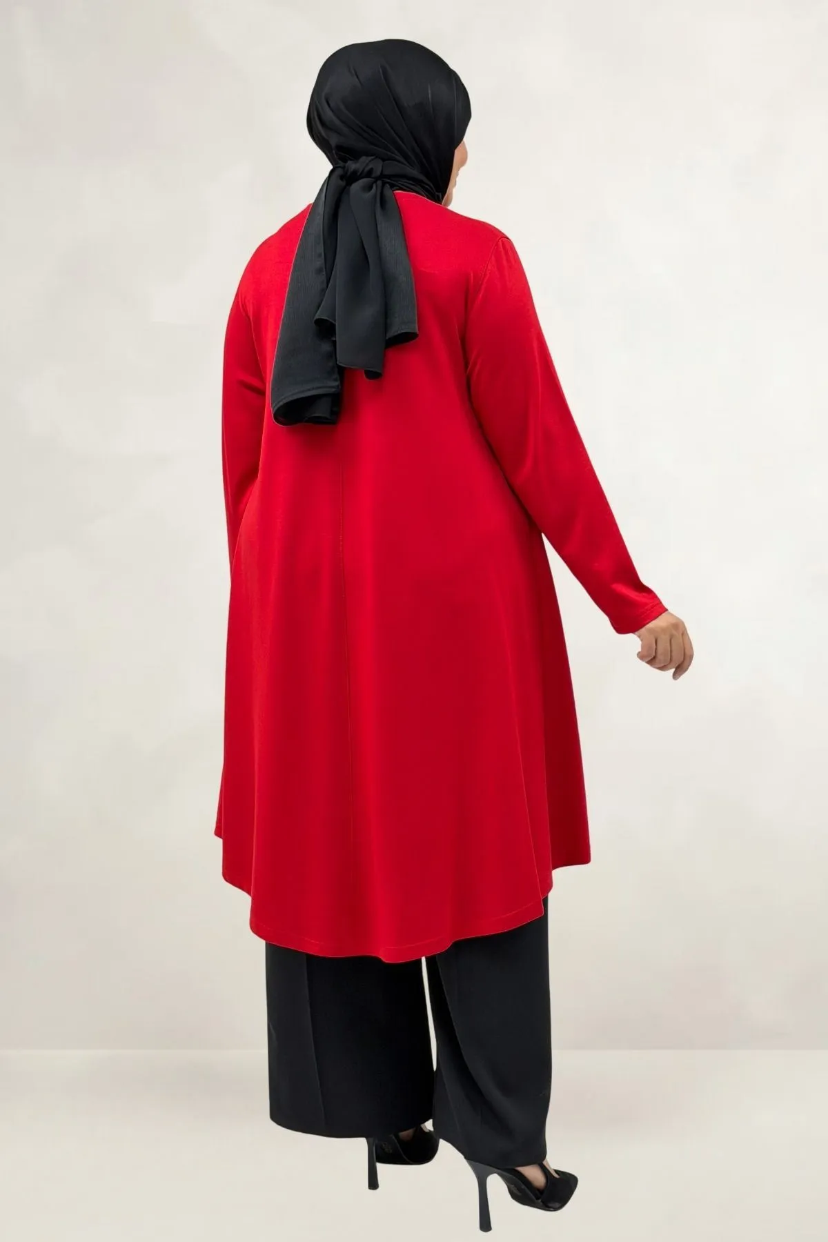 68090  Büyük Beden Modal Mevlana Tunik - Kırmızı