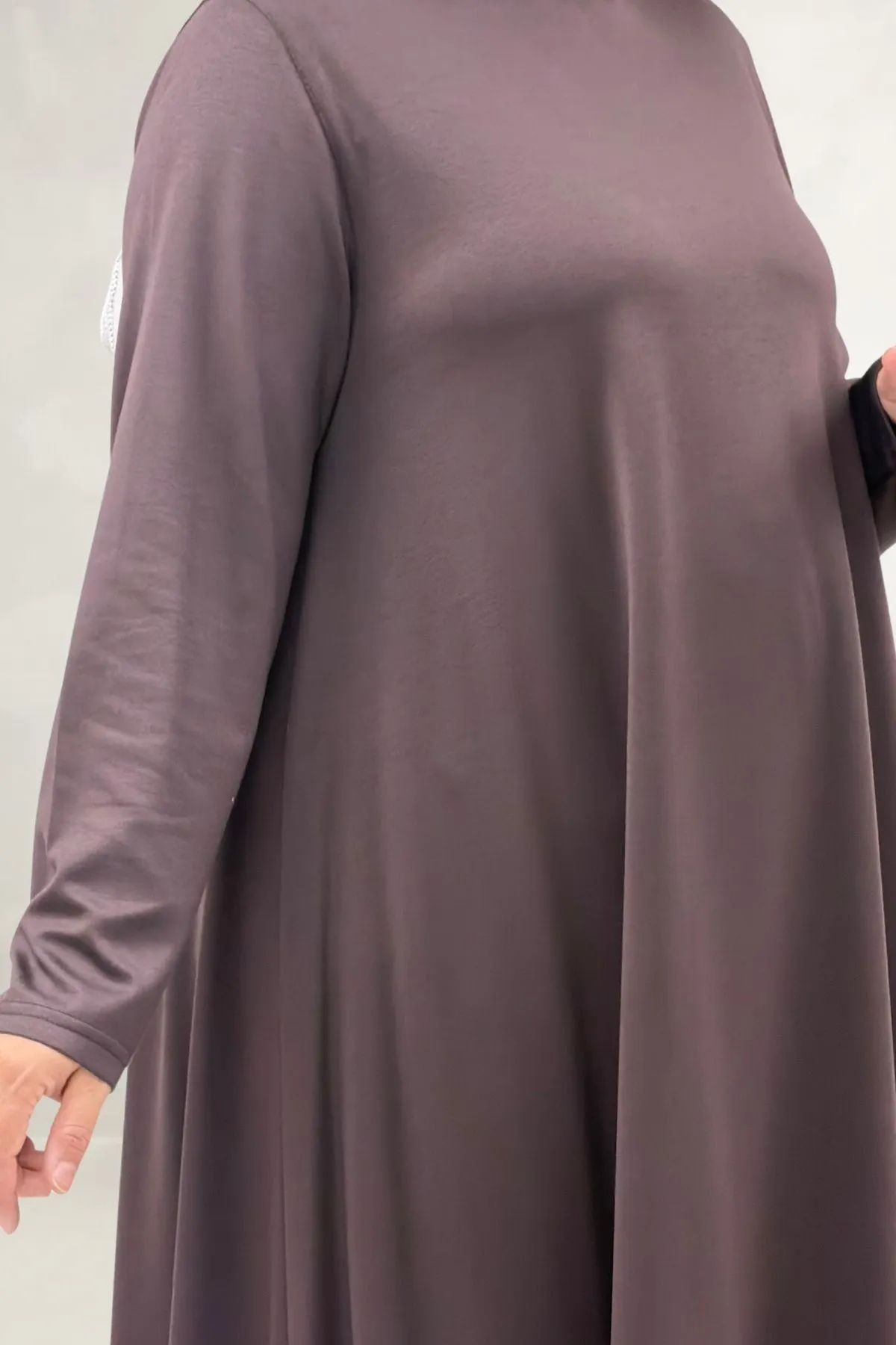 68090  Büyük Beden Modal Mevlana Tunik - Kahve